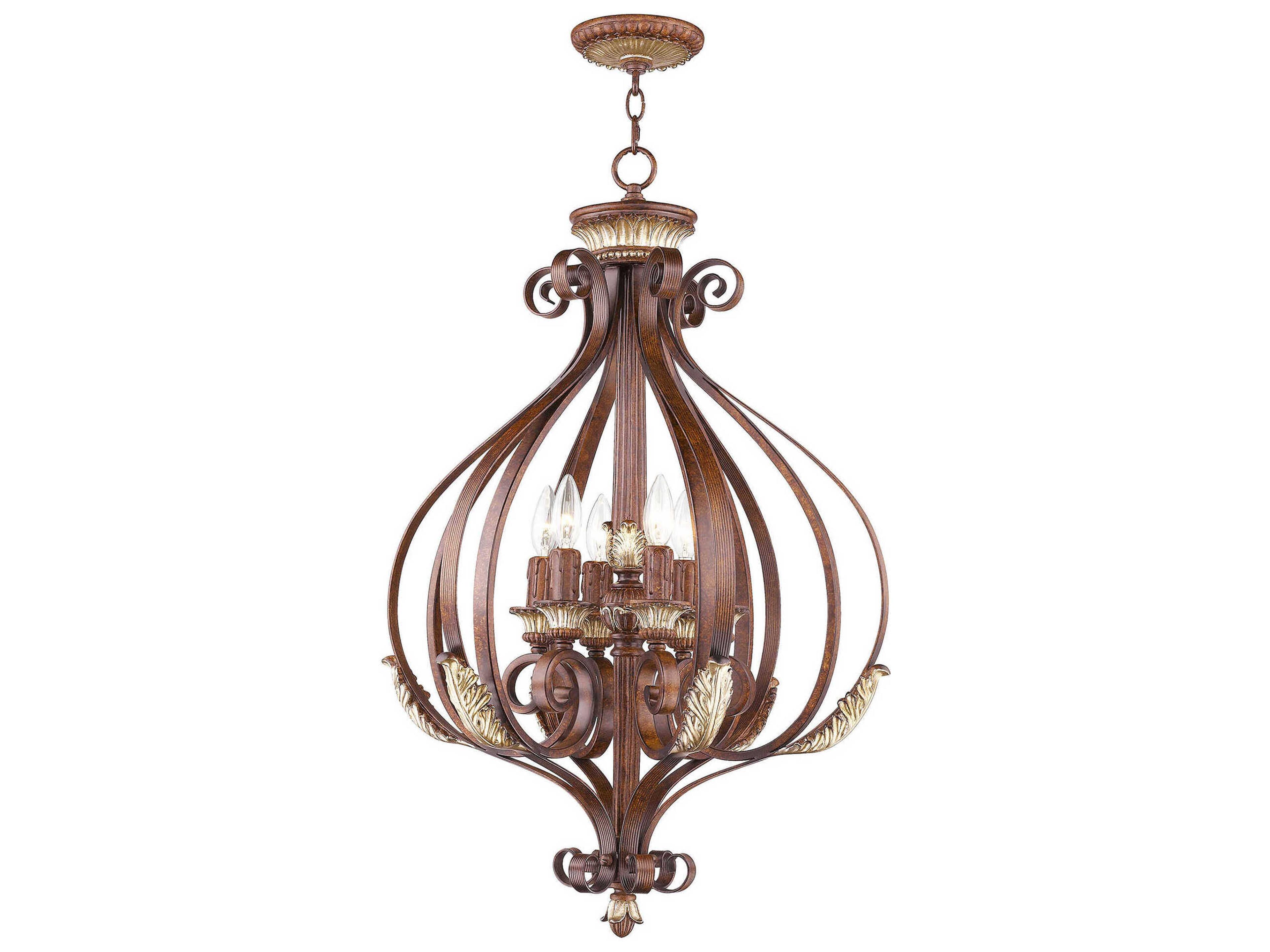 Livex Lighting Villa Verona 6-Light Bronze Aged Gold Leaf Candelabra Chandelier