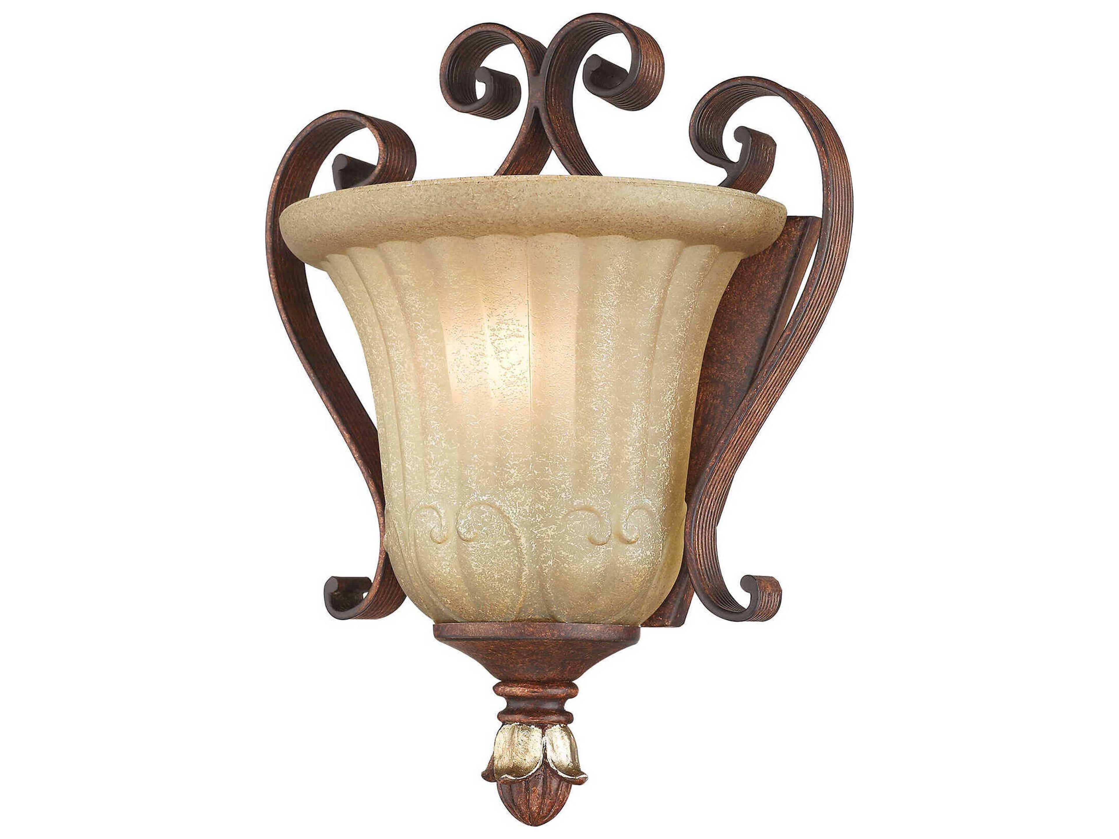 Livex Lighting Villa Verona 1-Light Bronze Aged Gold Leaf Glass Wall Sconce