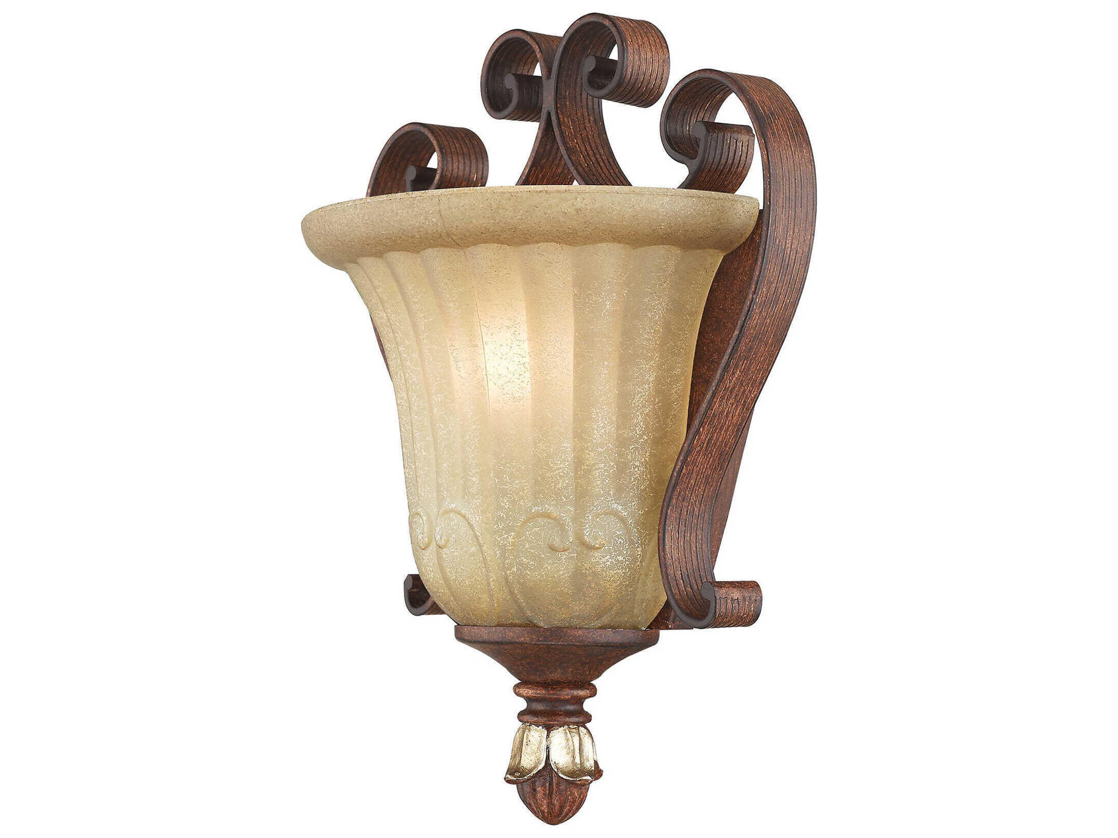 Livex Lighting Villa Verona 1-Light Bronze Aged Gold Leaf Glass Wall Sconce