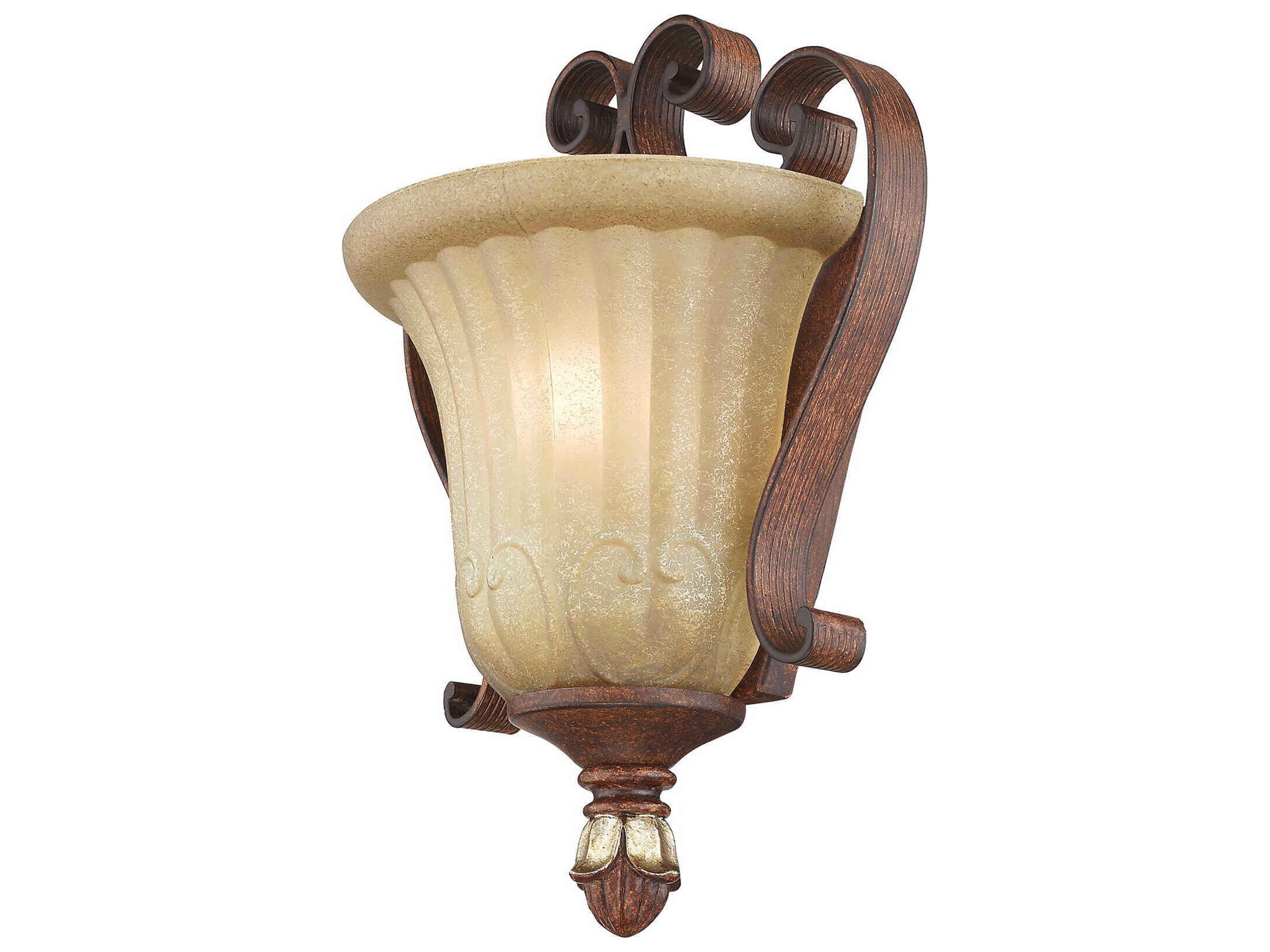 Livex Lighting Villa Verona 1-Light Bronze Aged Gold Leaf Glass Wall Sconce
