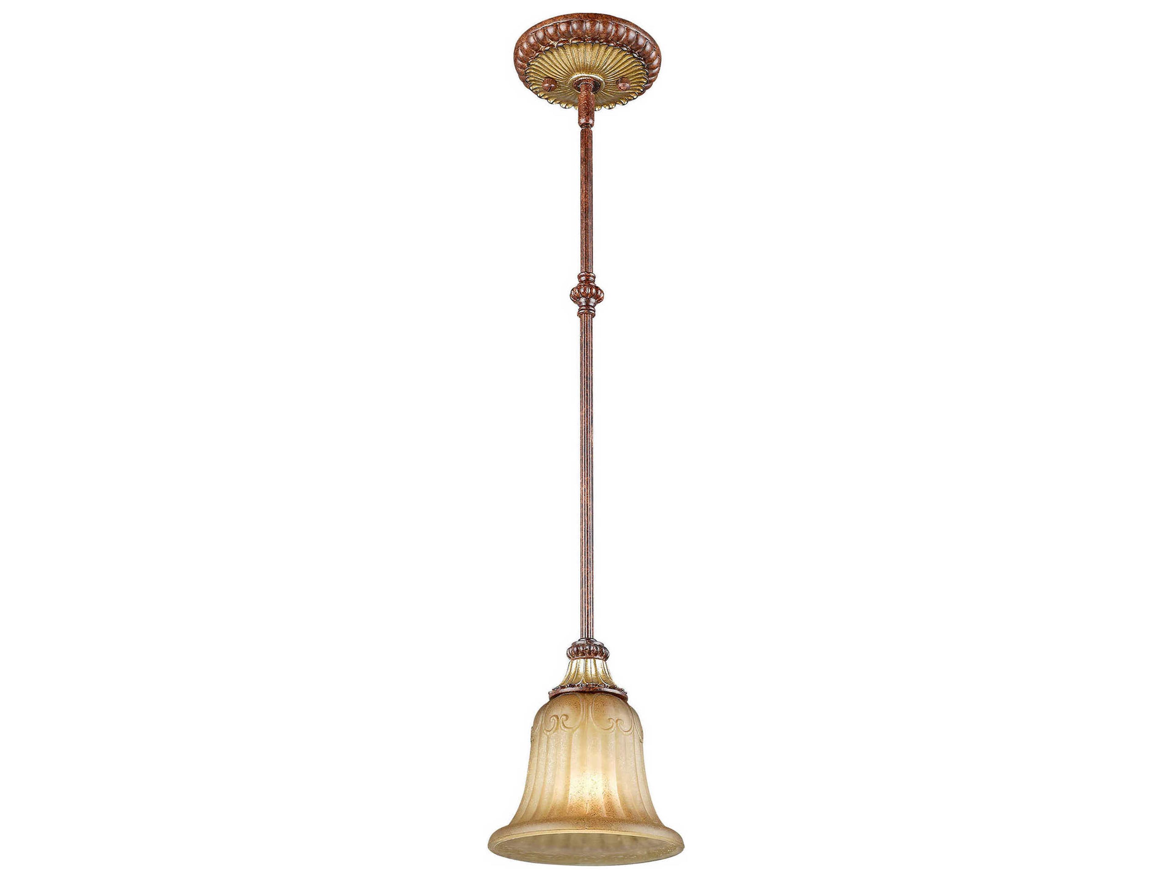 Livex Lighting Villa Verona 1-Light Bronze Aged Gold Leaf Glass Bell Mini Pendant