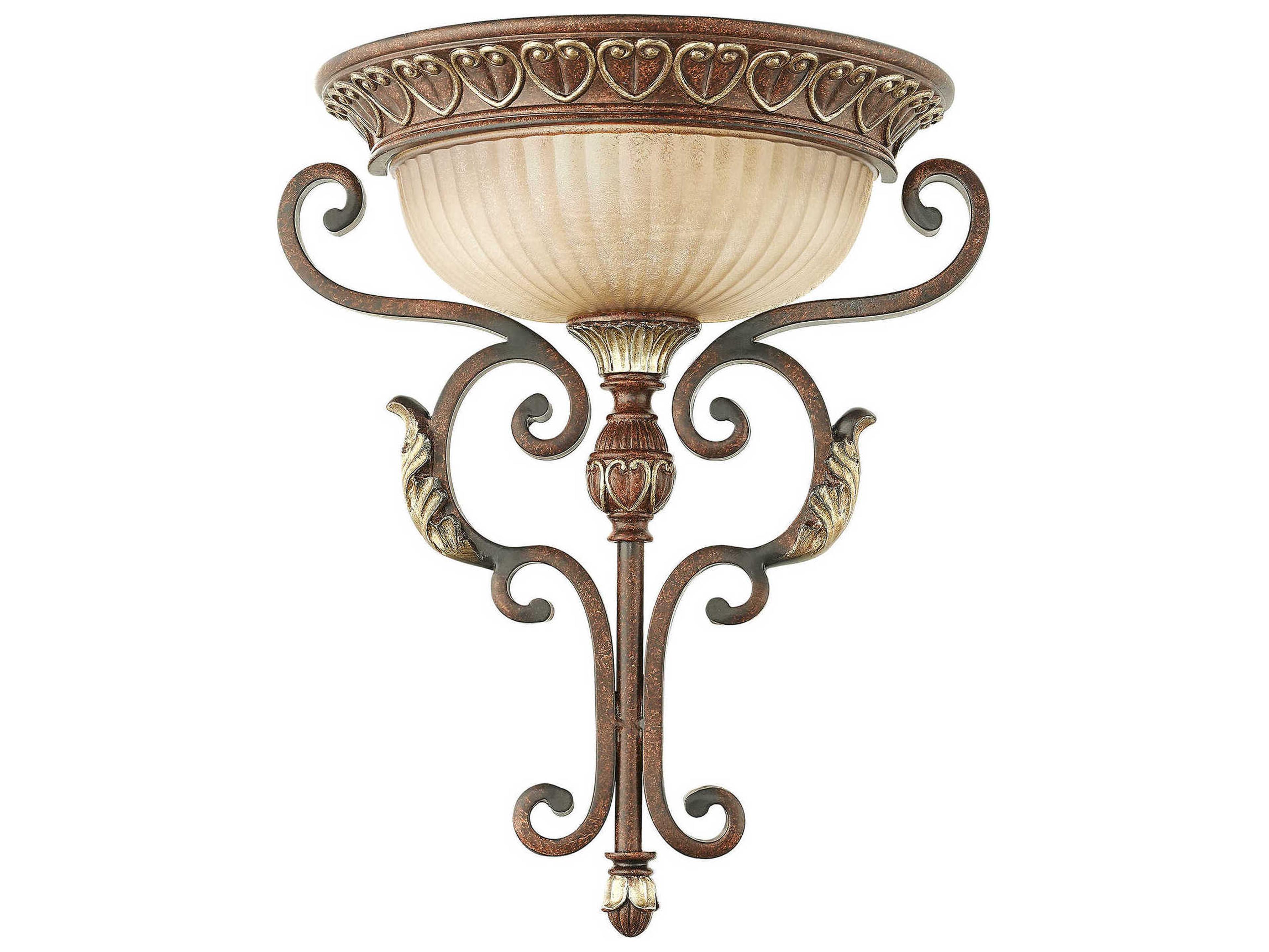 Livex Lighting Villa Verona 1-Light Bronze Aged Gold Leaf Glass Wall Sconce