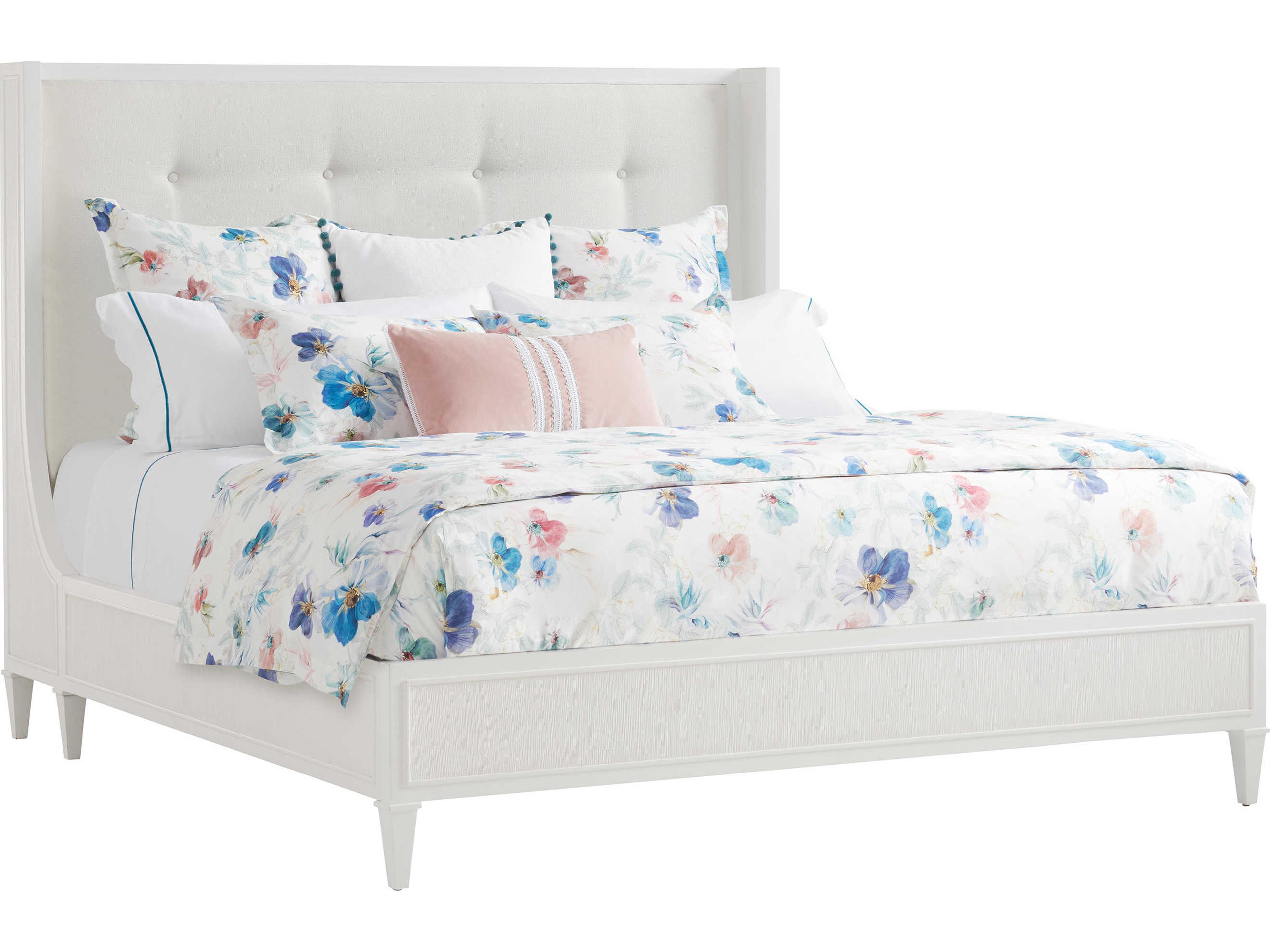 Avondale White Hardwood Upholstered King Panel Bed