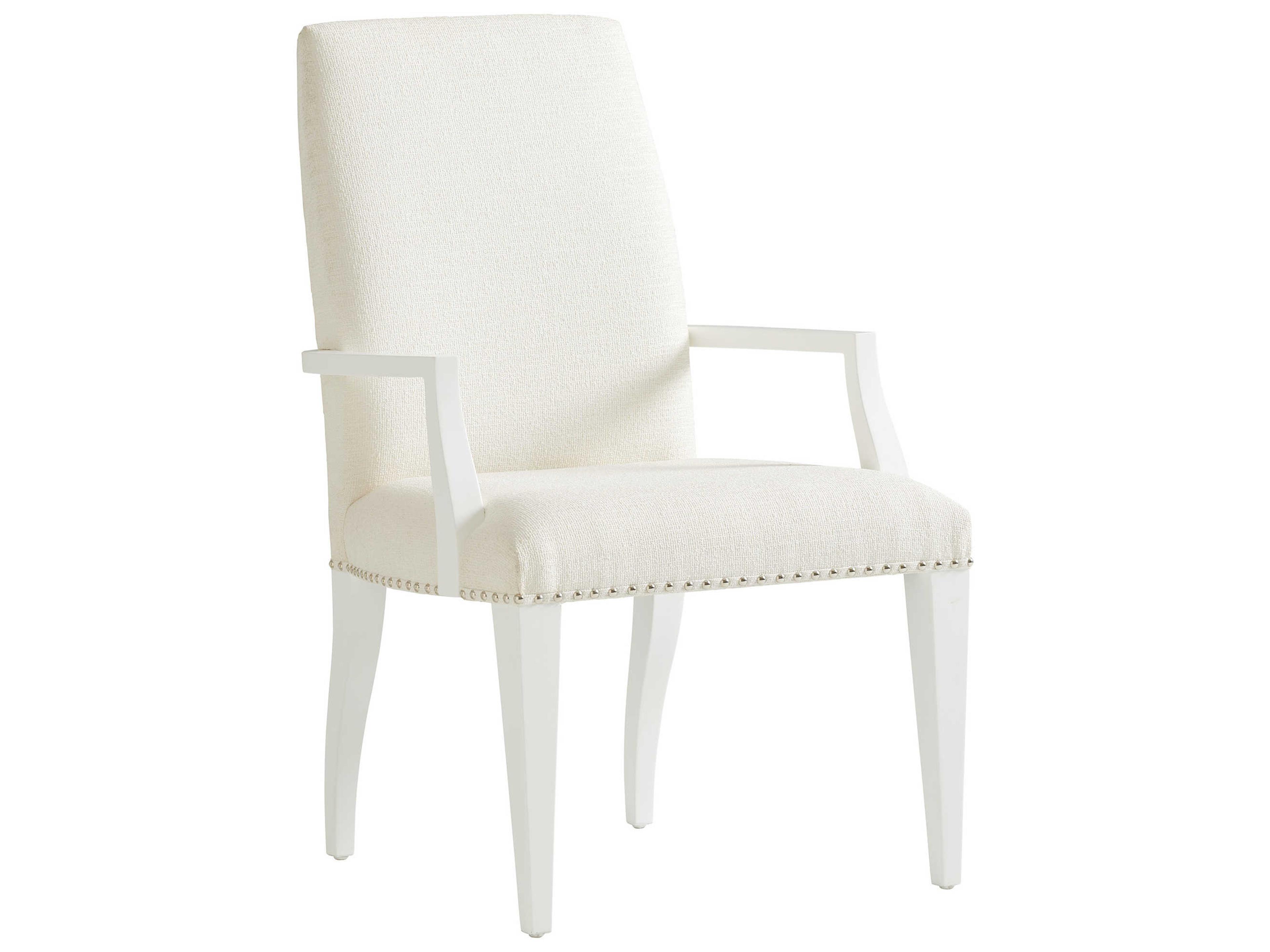 Lexington Avondale Maple Wood White Upholstered Arm Dining Chair