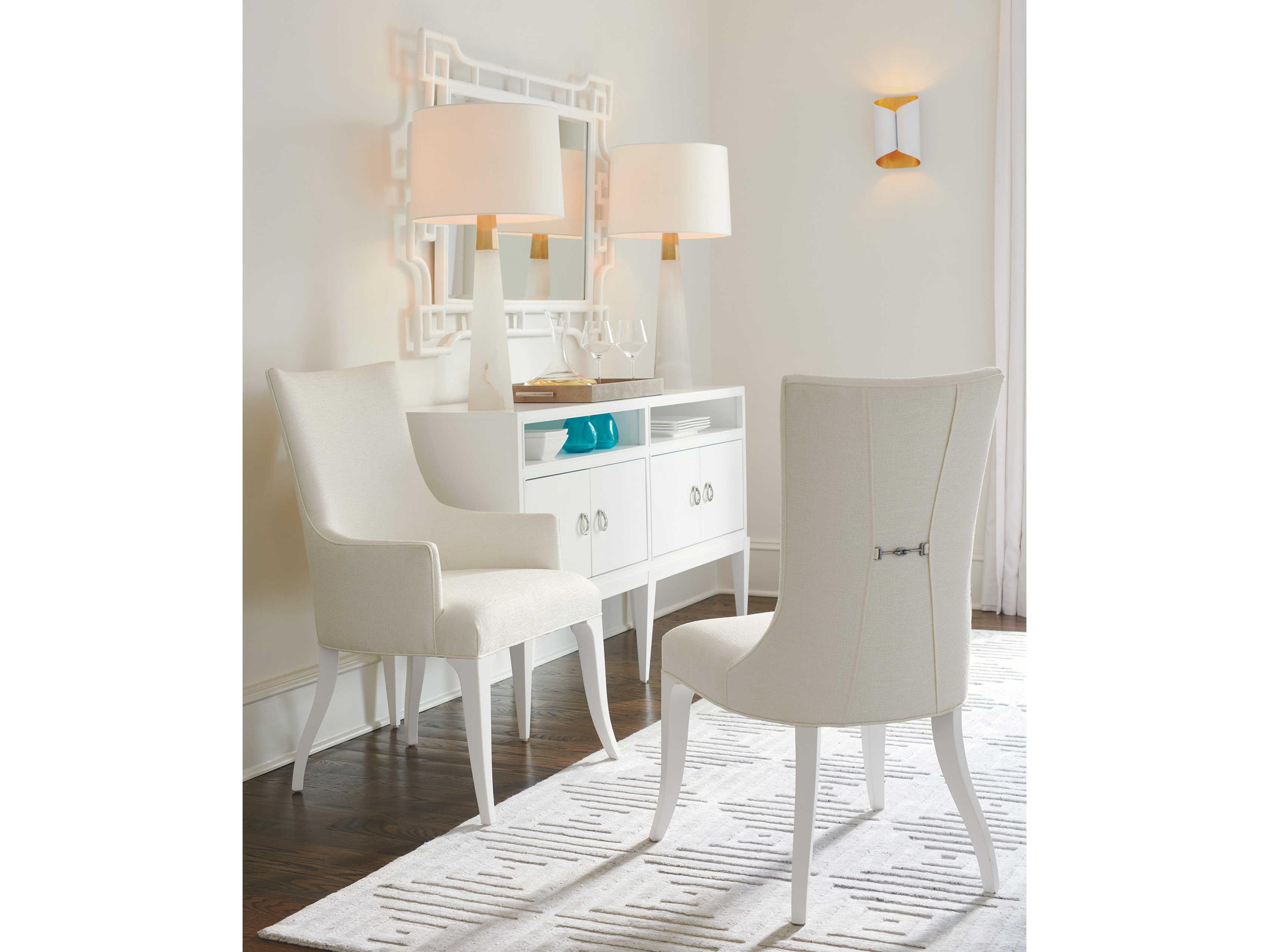 Lexington Avondale Maple Wood White Upholstered Side Dining Chair