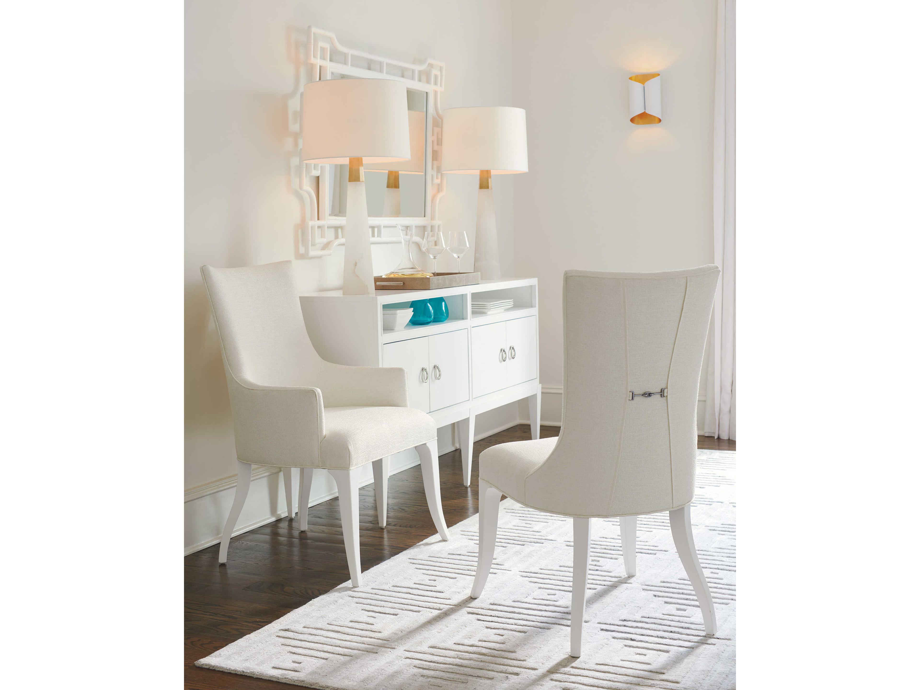 Lexington Avondale Maple Wood White Upholstered Arm Dining Chair