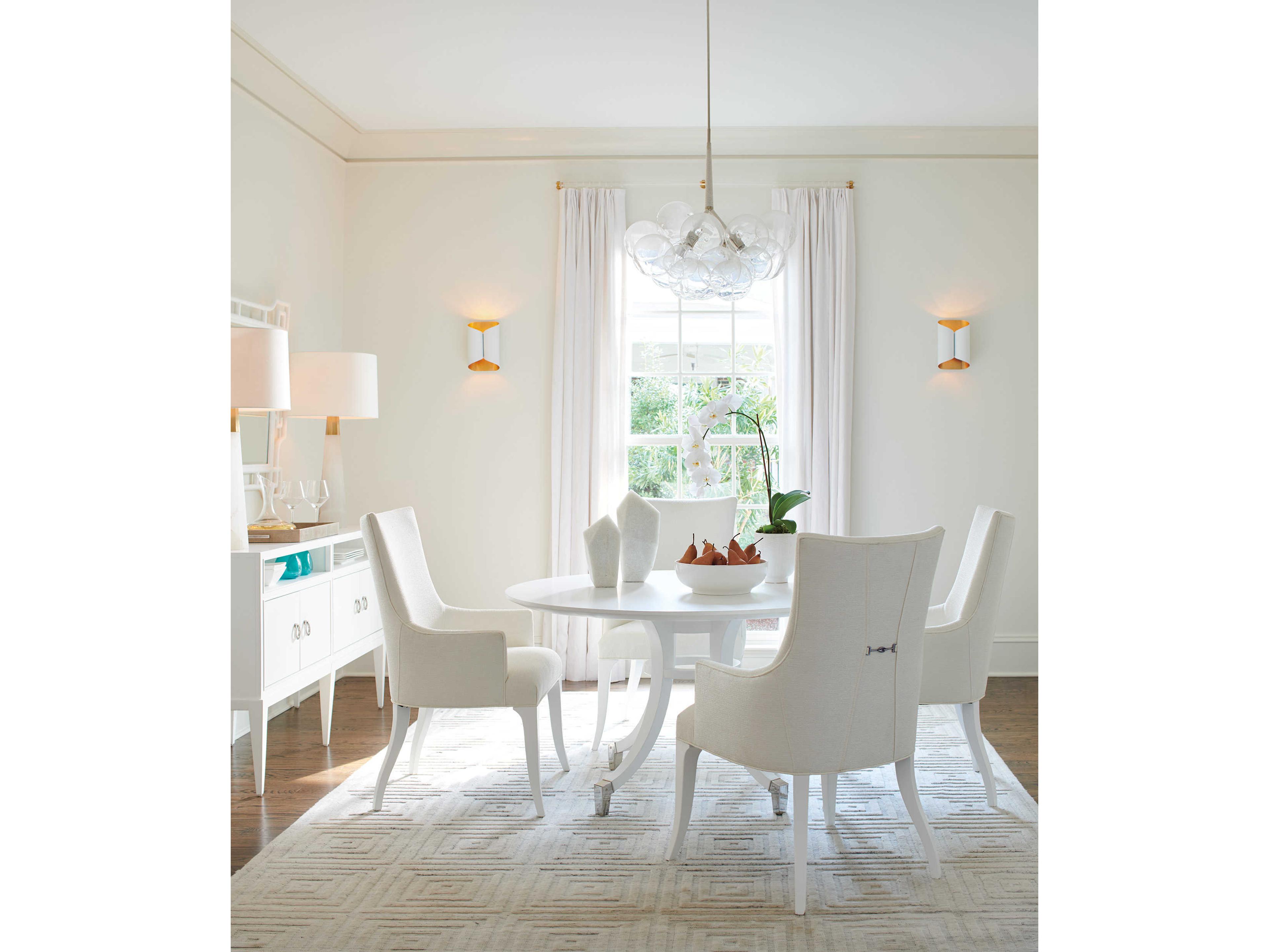 Lexington Avondale Maple Wood White Upholstered Arm Dining Chair