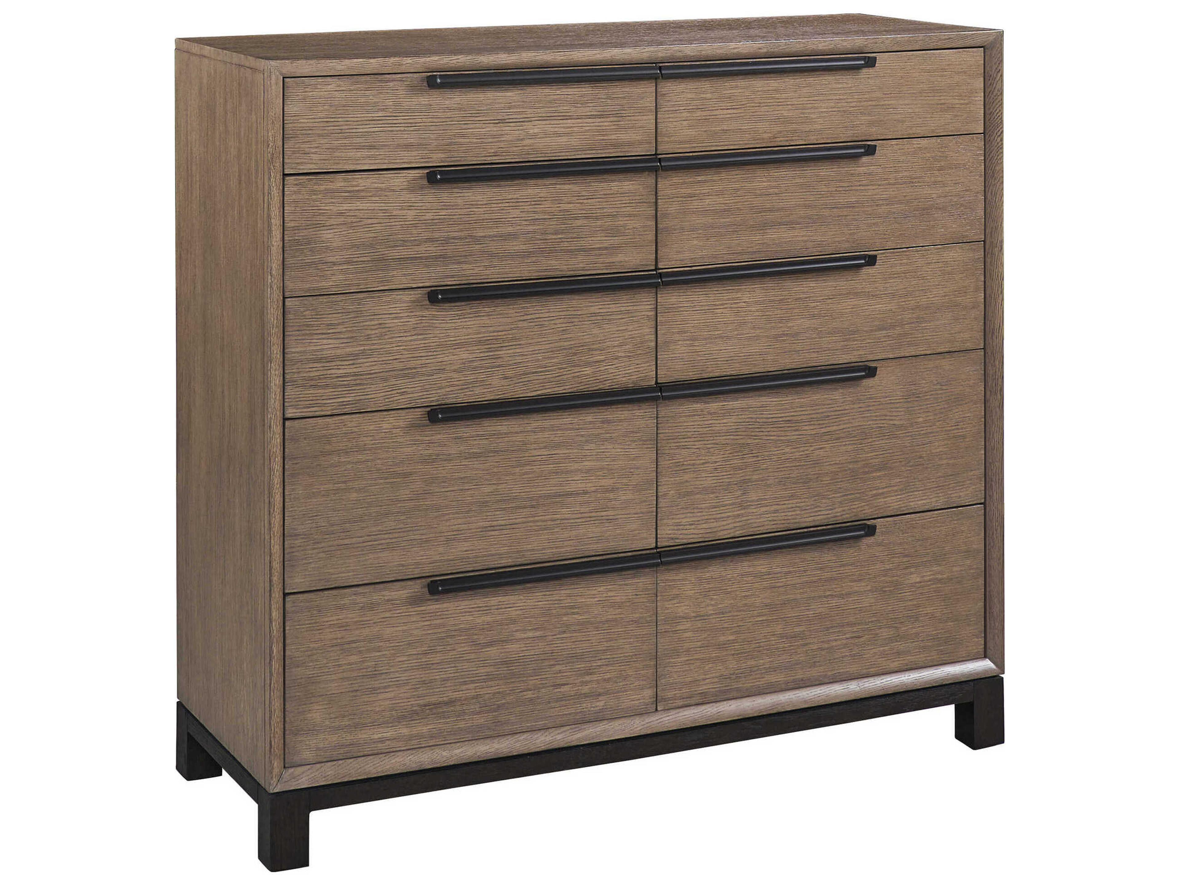 Bretton 10-Drawer Gentleman's Chest in Taupe and Espresso Finish