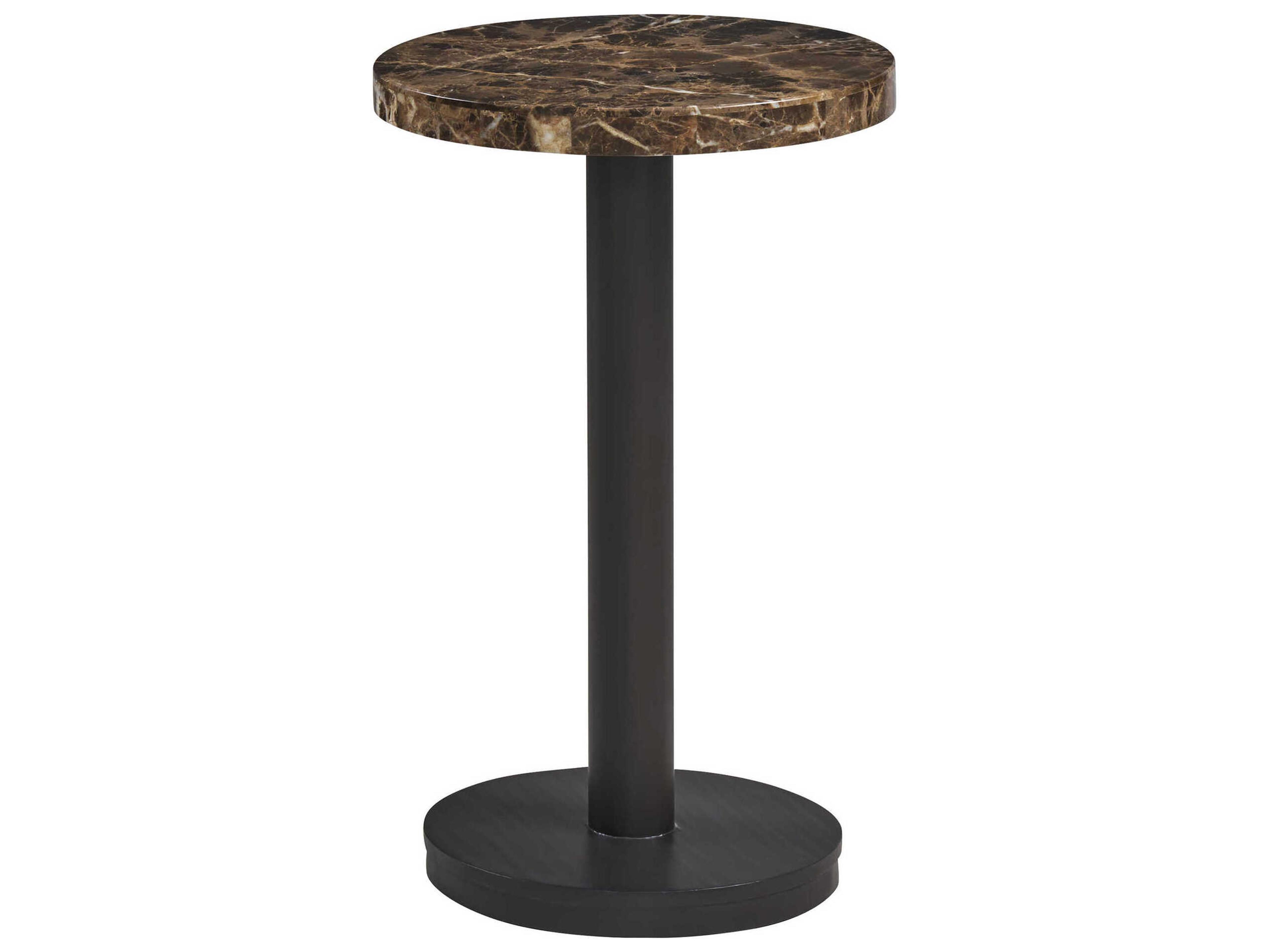 Zanzibar Round Marble Dark Umber Emperador End Table