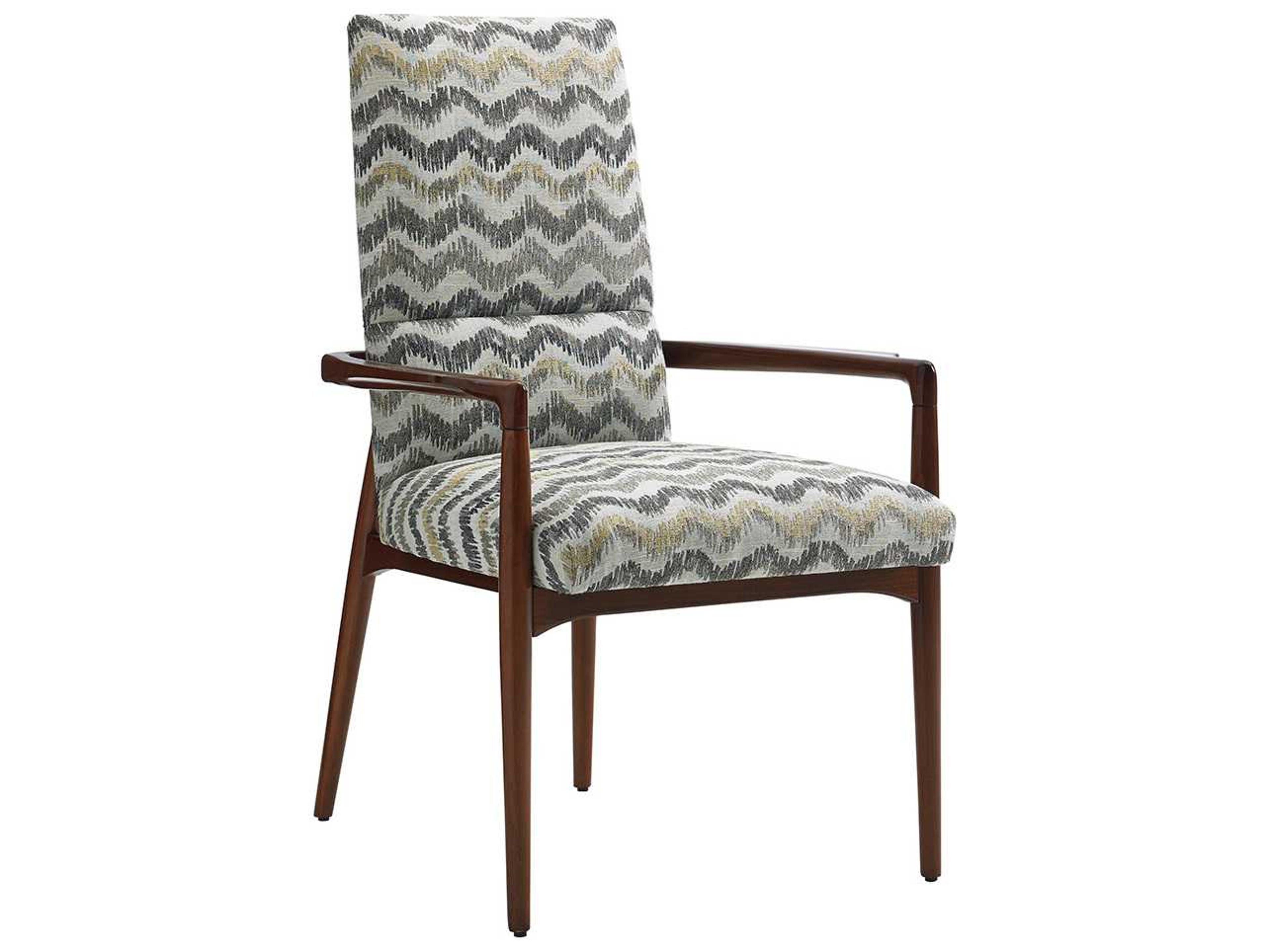 Take Five Rosewood Beige Upholstered Arm Dining Chair