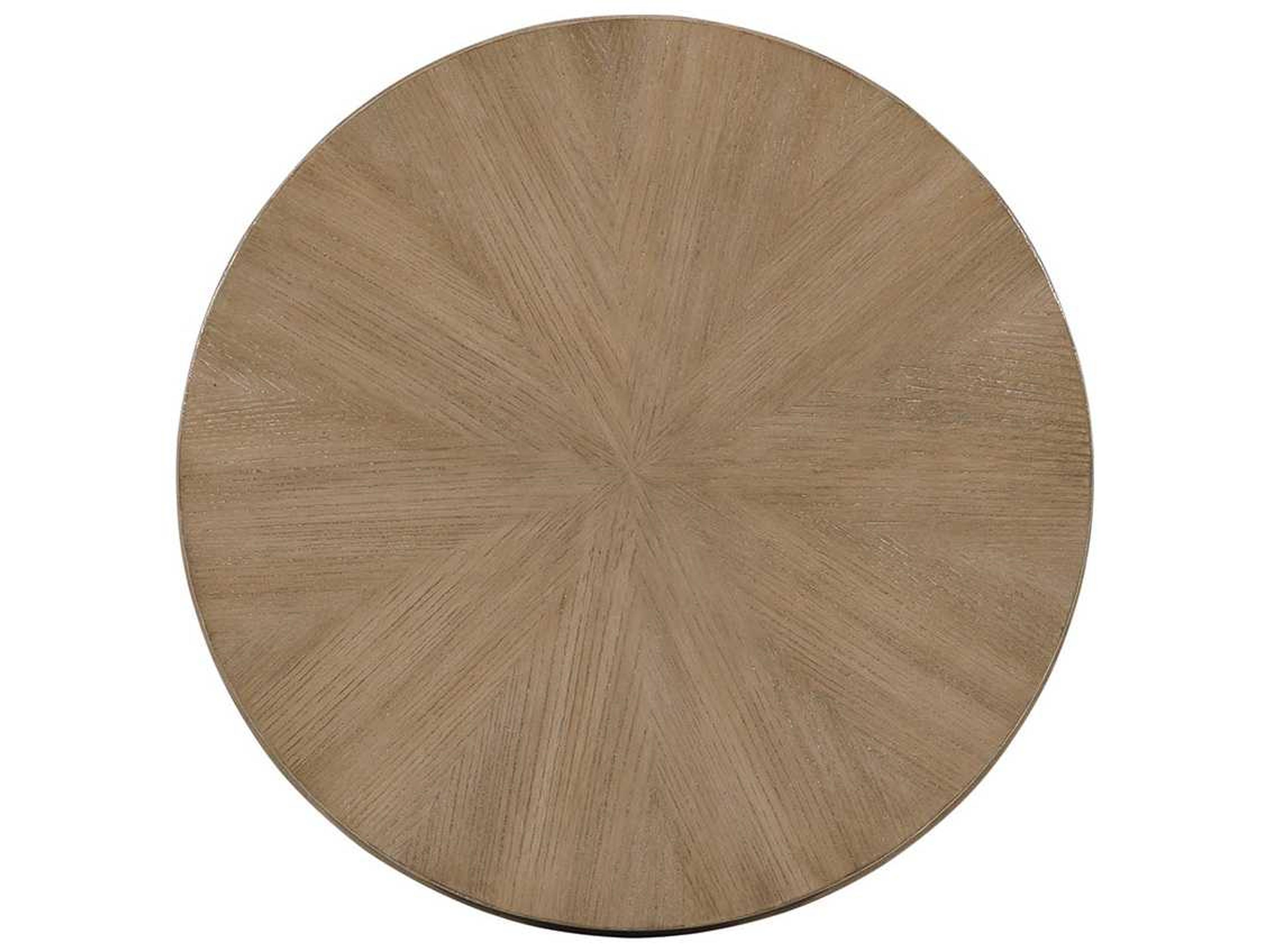 Lexington Shadow Play Round Wood Burnished Silver Leaf End Table