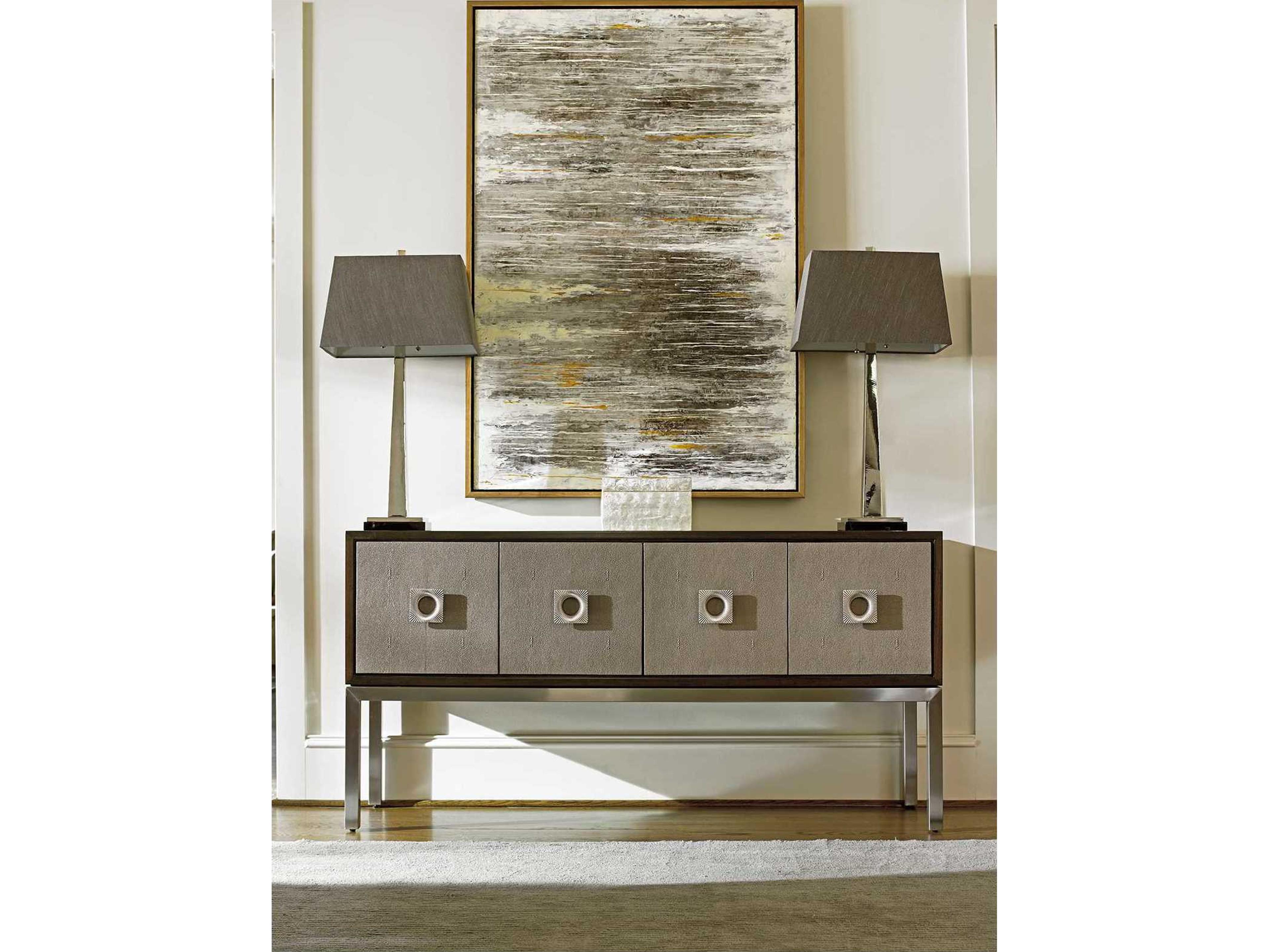 Lexington Macarthur Park 68" Walnut Wood With Taupe Faux Leather Sideboard