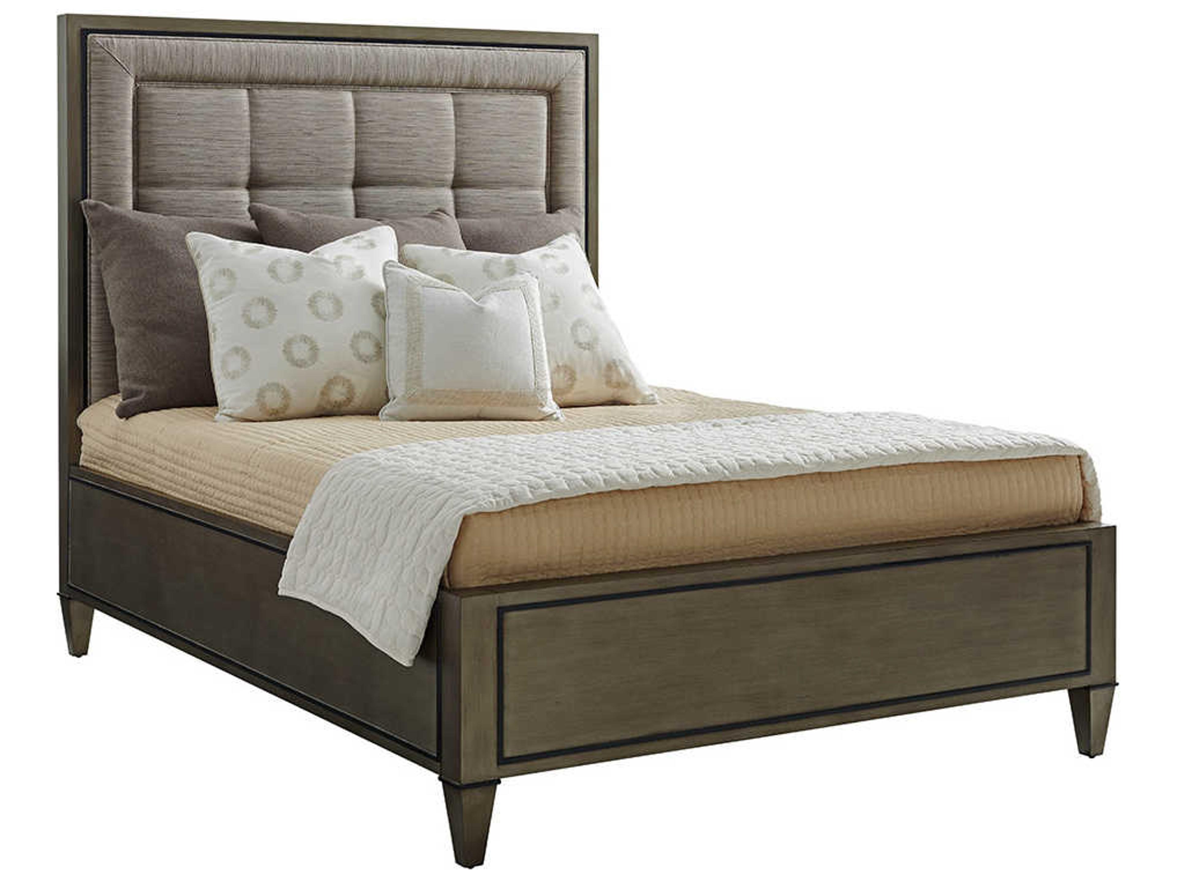 Ariana Gray Platinum Brown Hardwood Upholstered Queen Panel Bed
