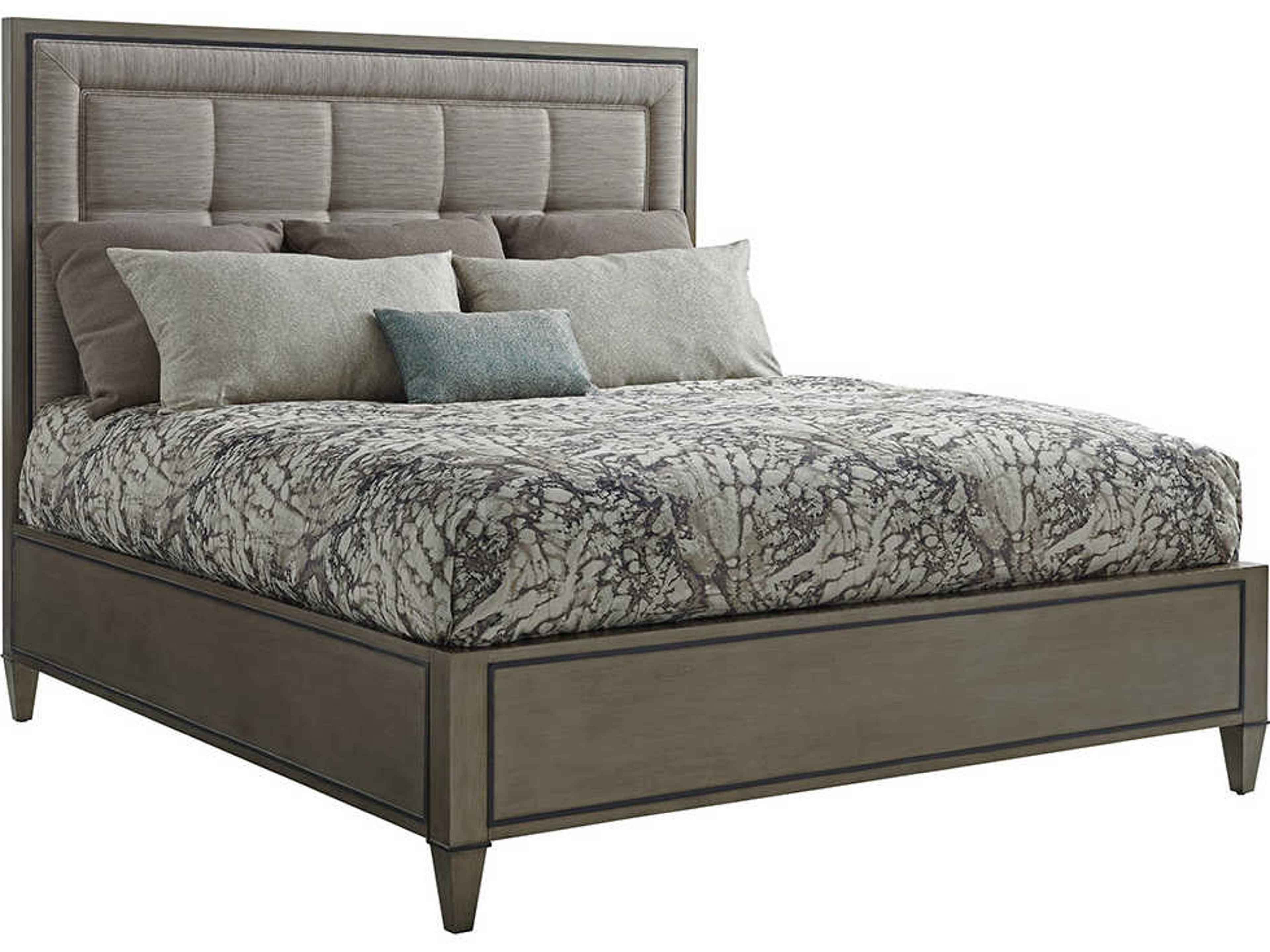 Ariana Gray Platinum Brown Hardwood Upholstered King Panel Bed