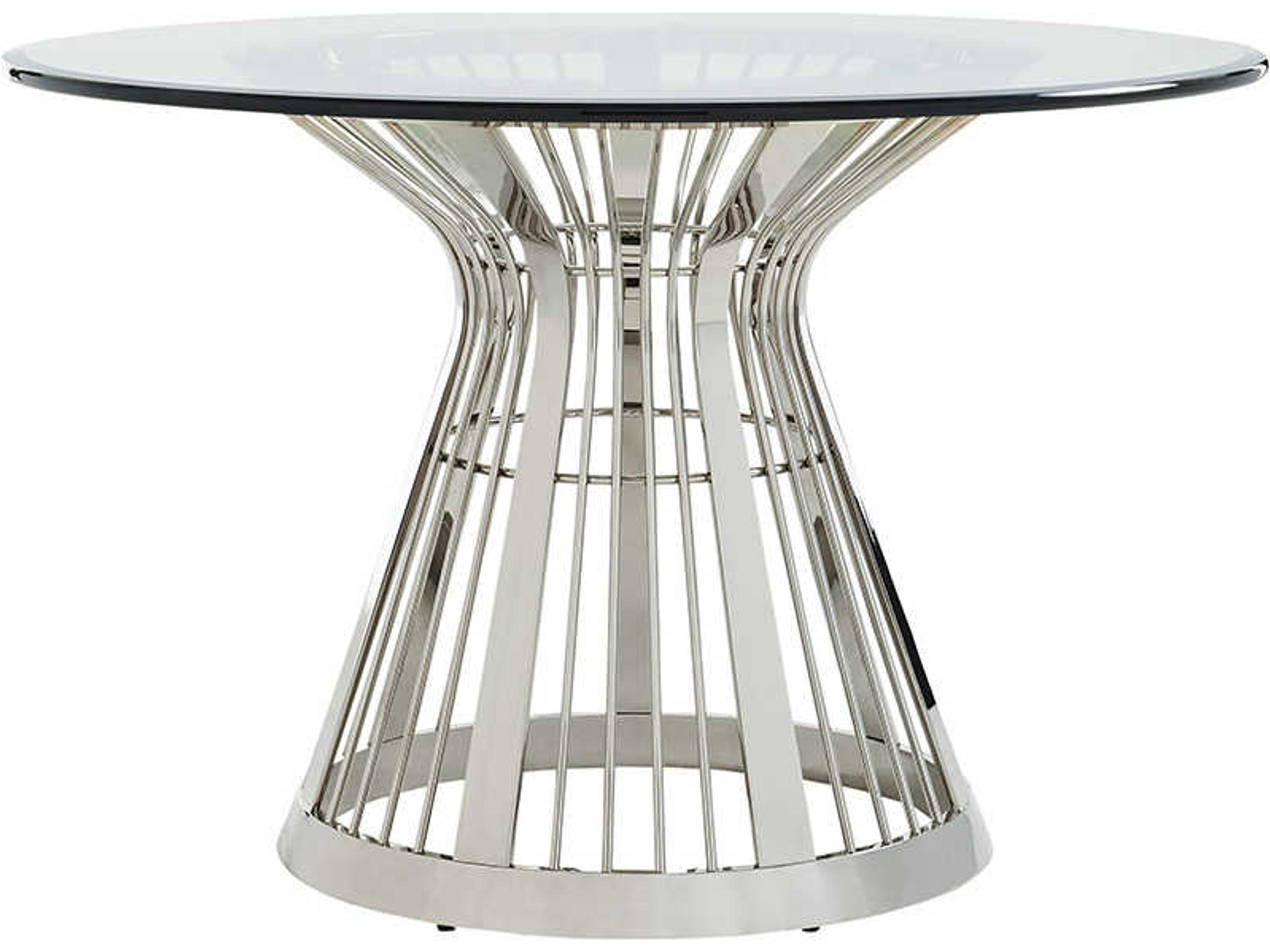 Ariana Round Glass Platinum Dining Table