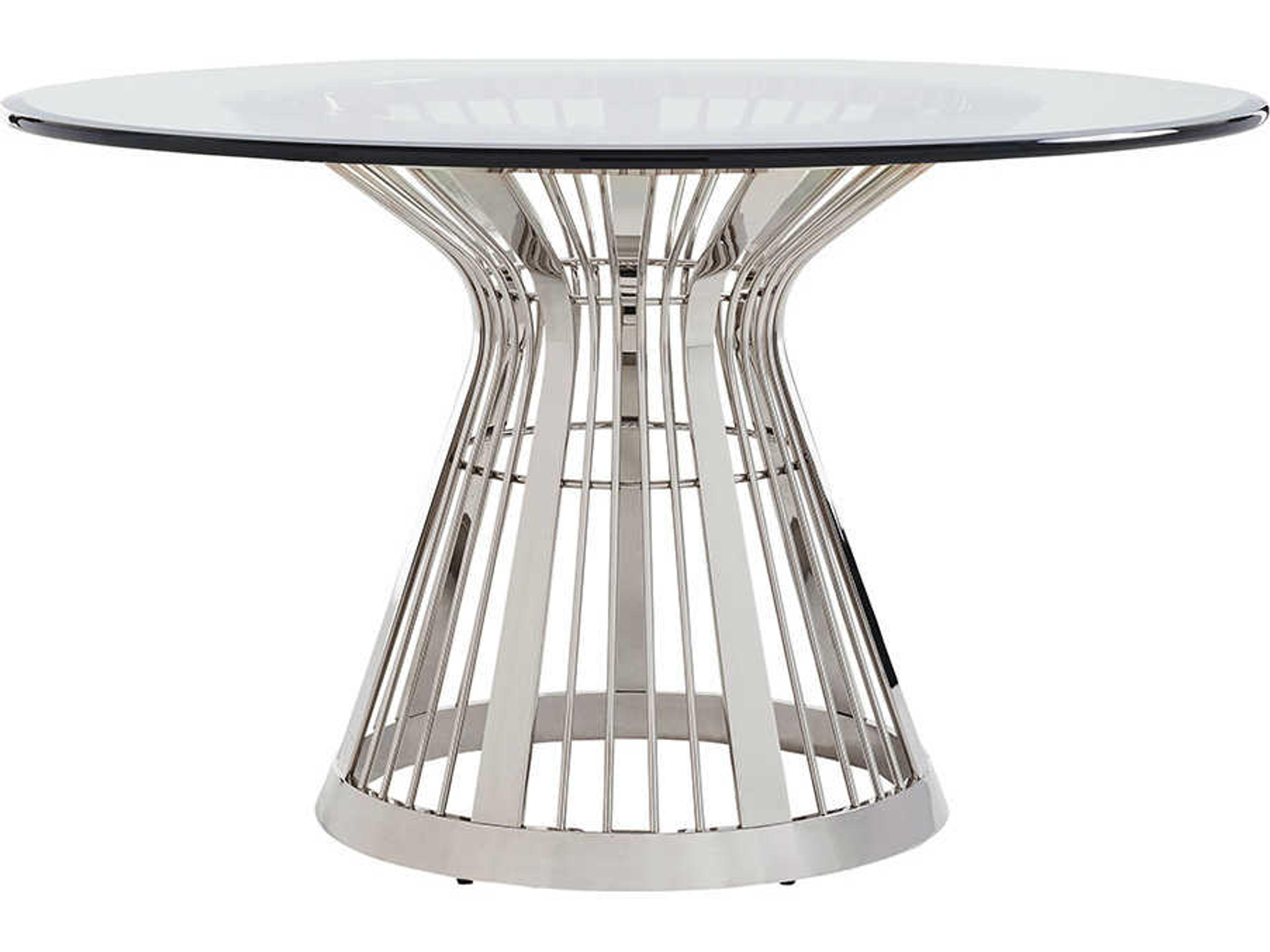 Ariana Round Glass Platinum Dining Table