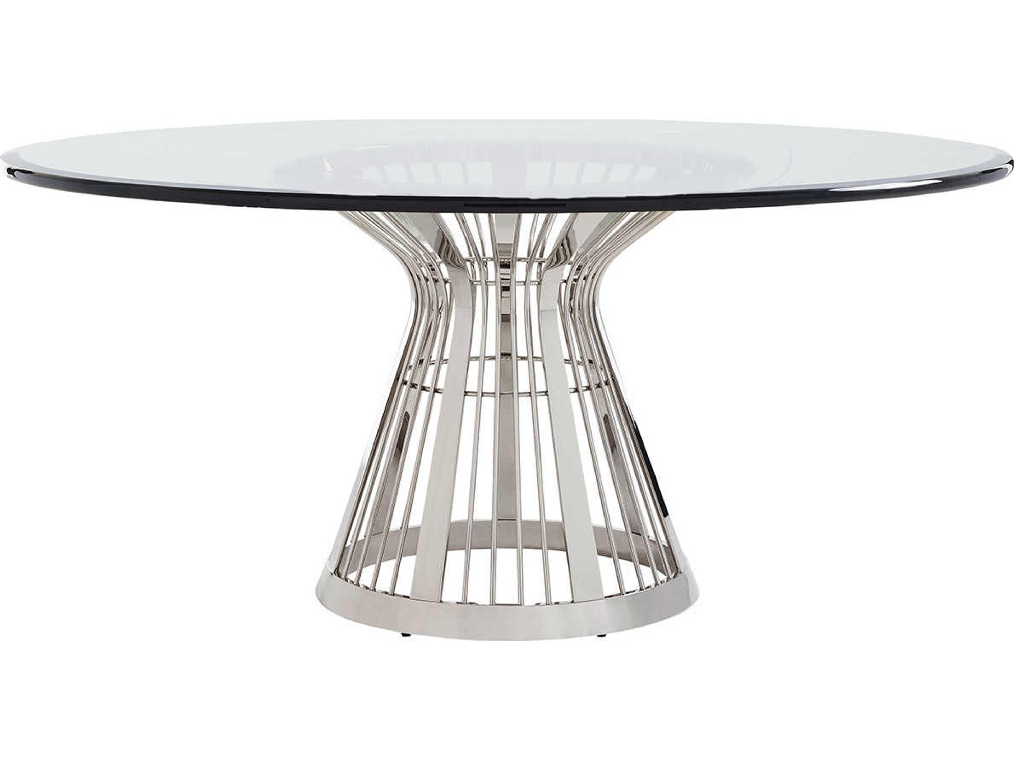 Ariana Round Glass Platinum Dining Table