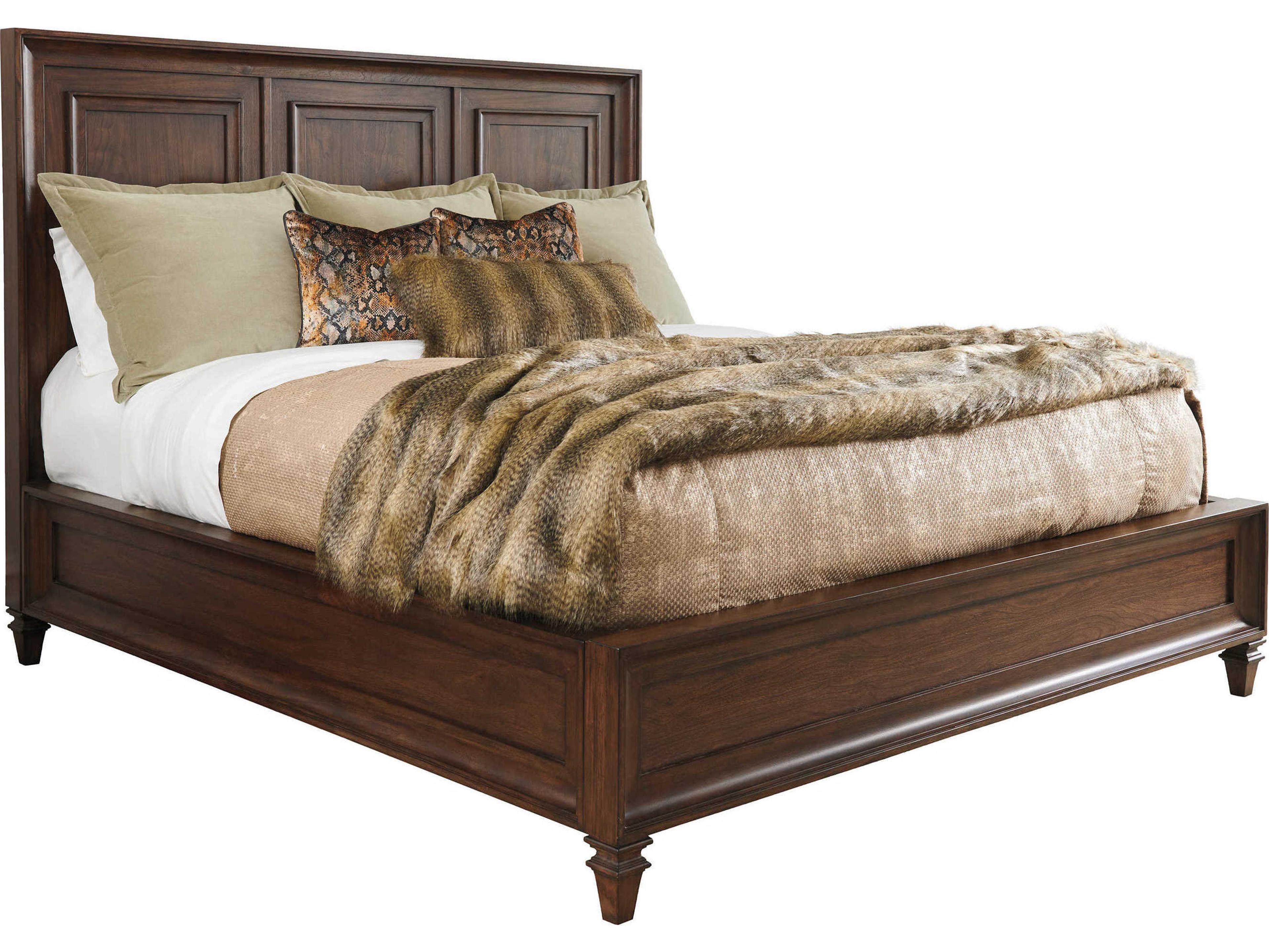 Silverado Walnut Brown Wood King Panel Bed