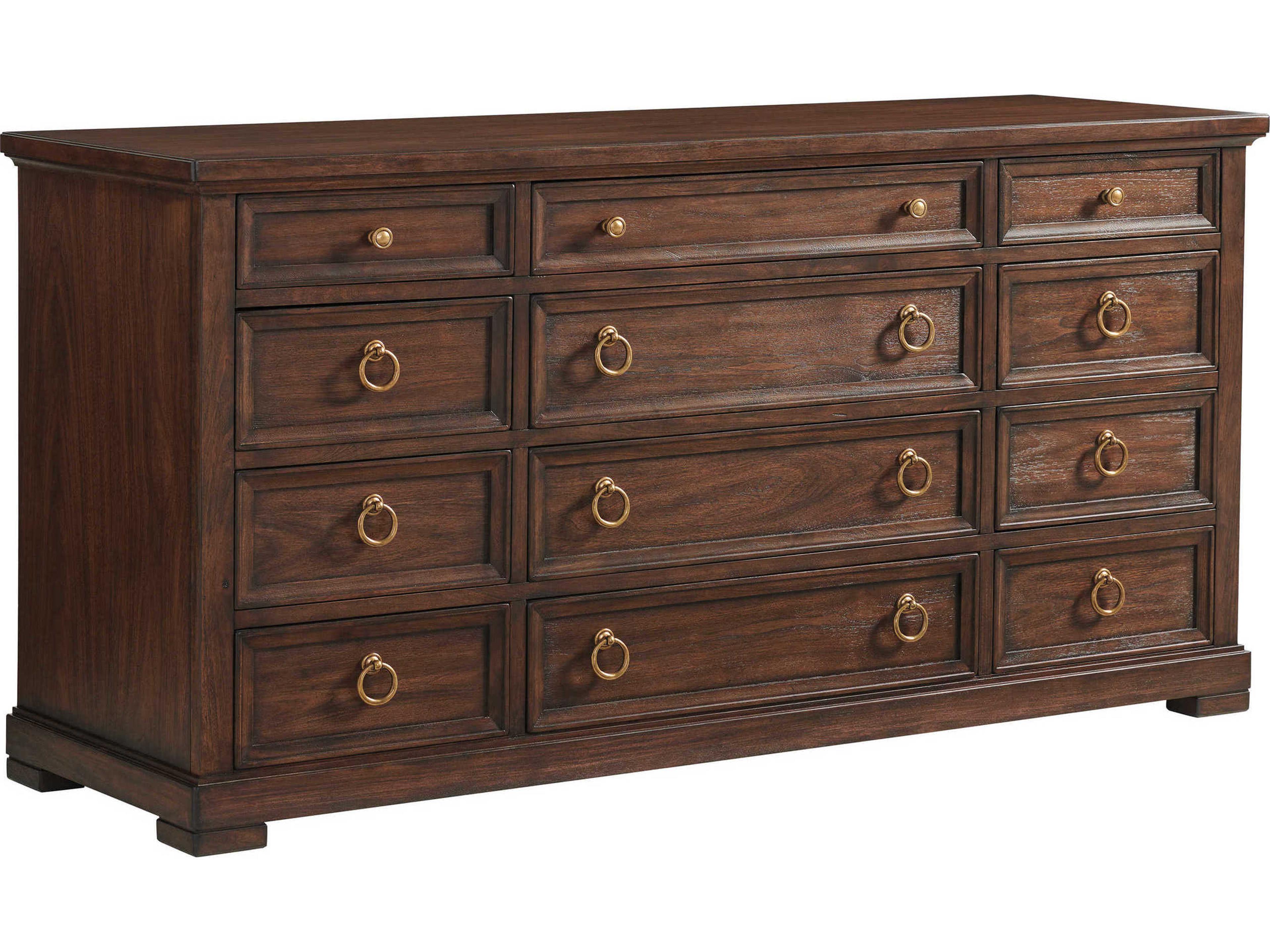 Silverado Sereno 12-Drawers Brown Walnut Wood Dresser