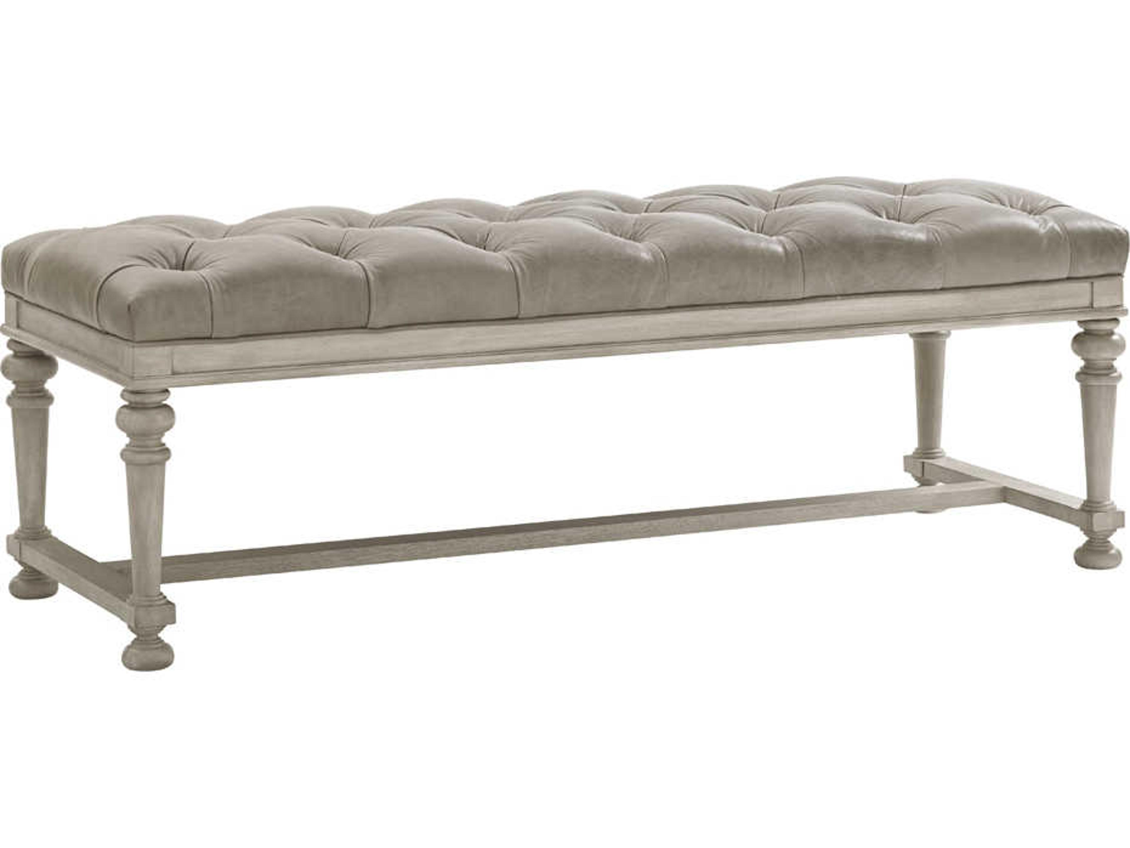 Oyster Bay Gray Leather Accent Bench