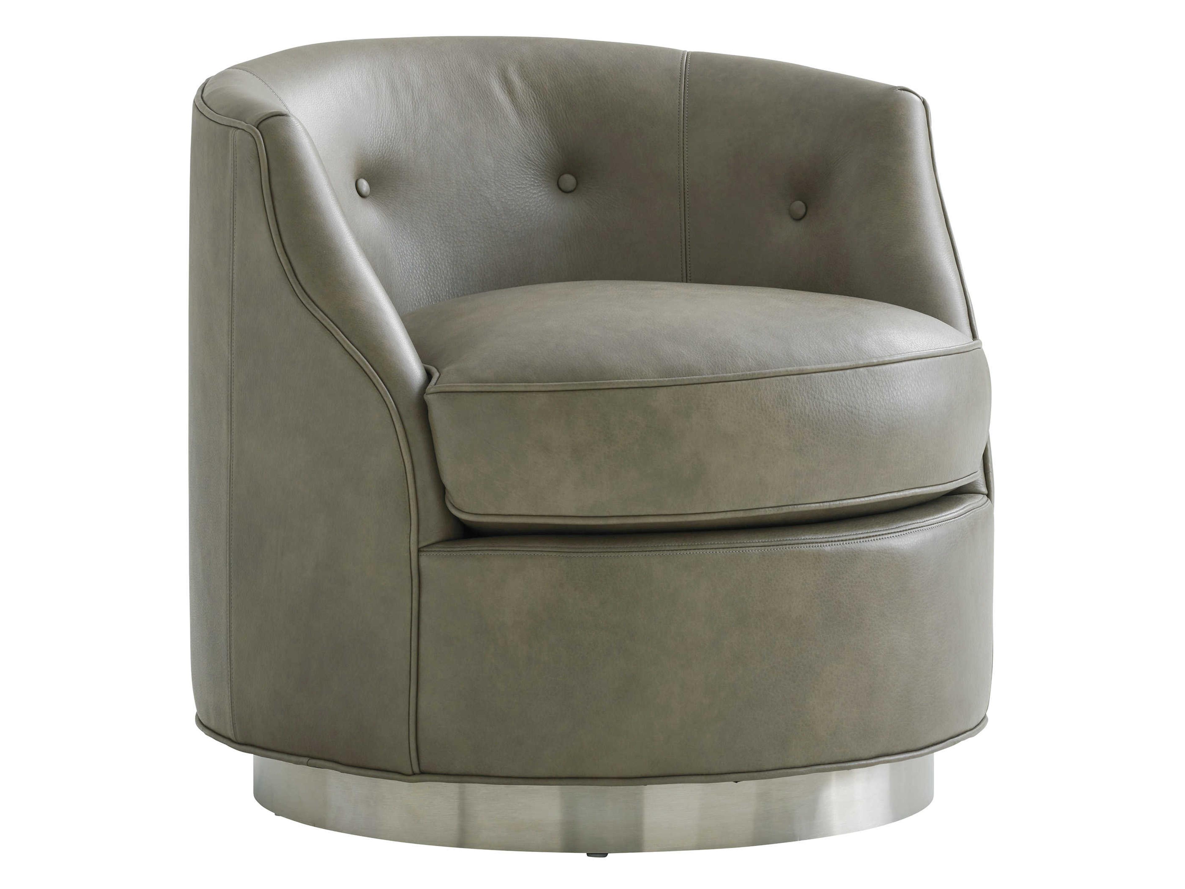 Avondale Swivel Gray Leather Accent Chair