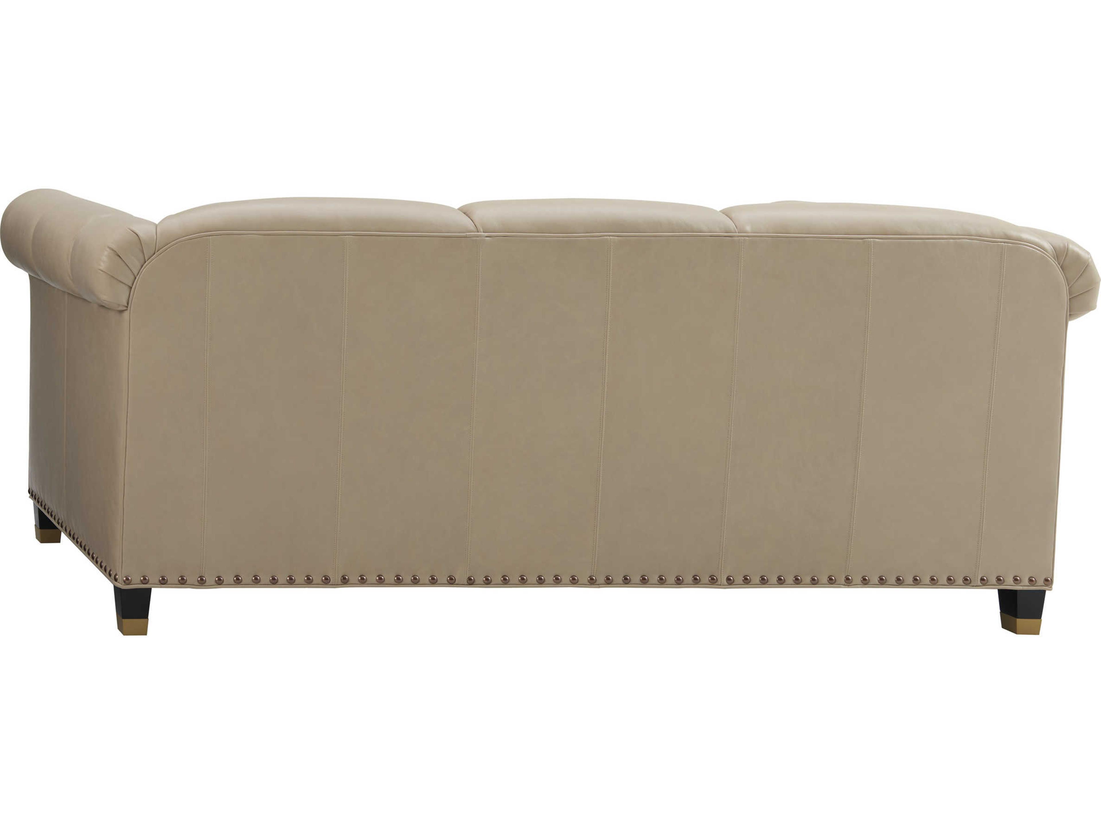 Lexington Carlyle Norwalk Beige Leather Sofa