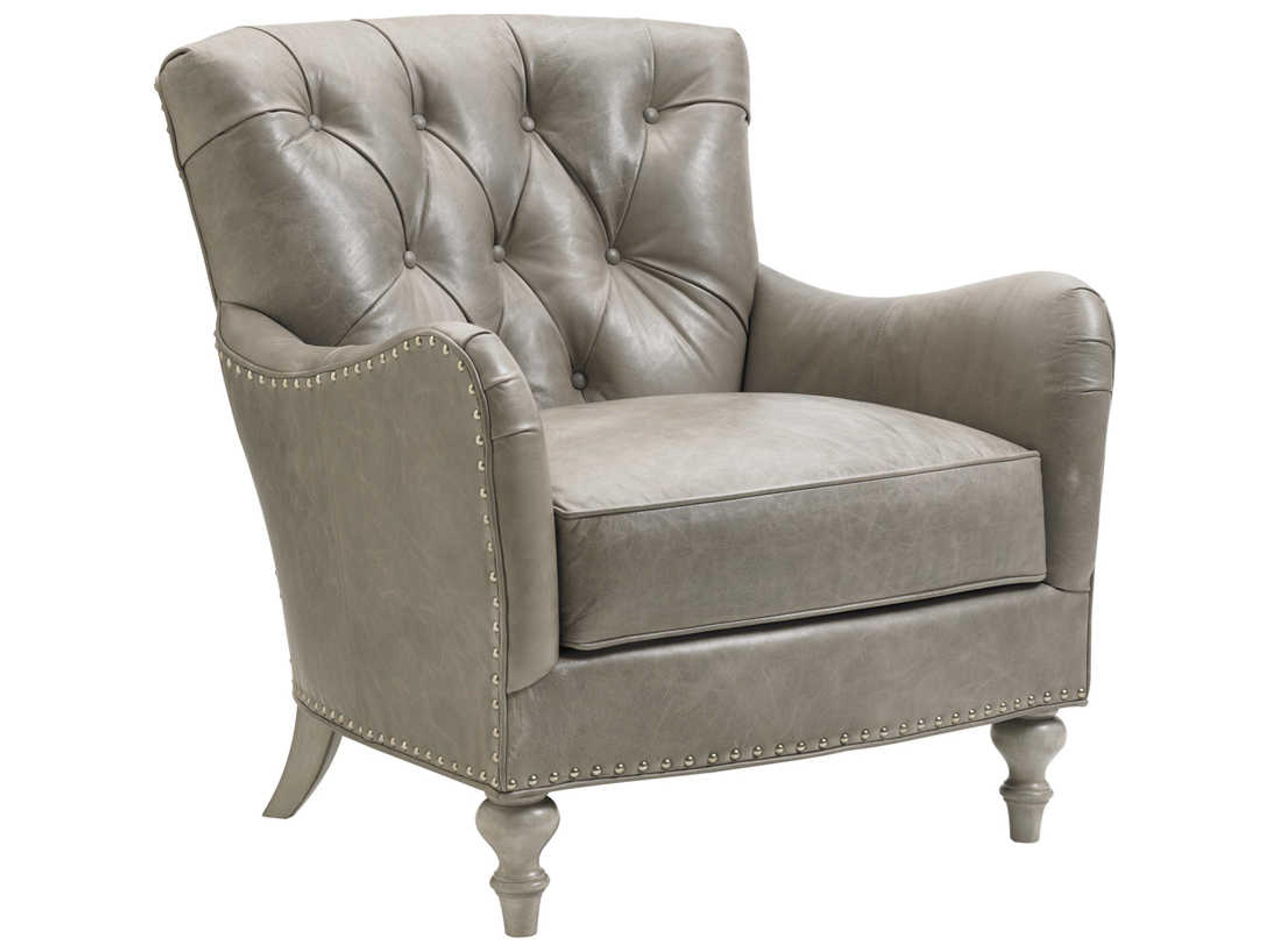 Lexington Oyster Bay Gray Leather Accent Chair