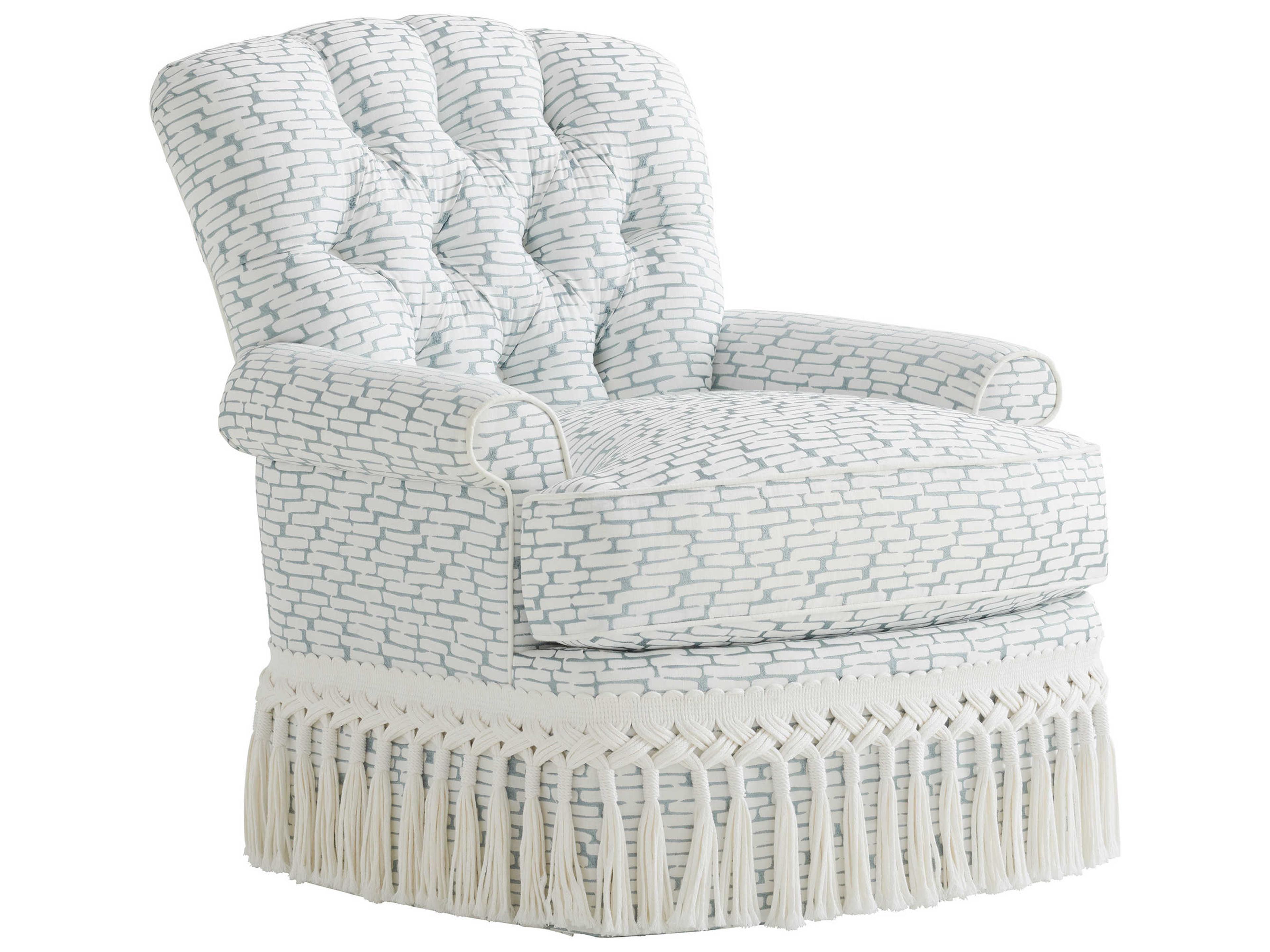 Avondale Swivel White Fabric Accent Chair