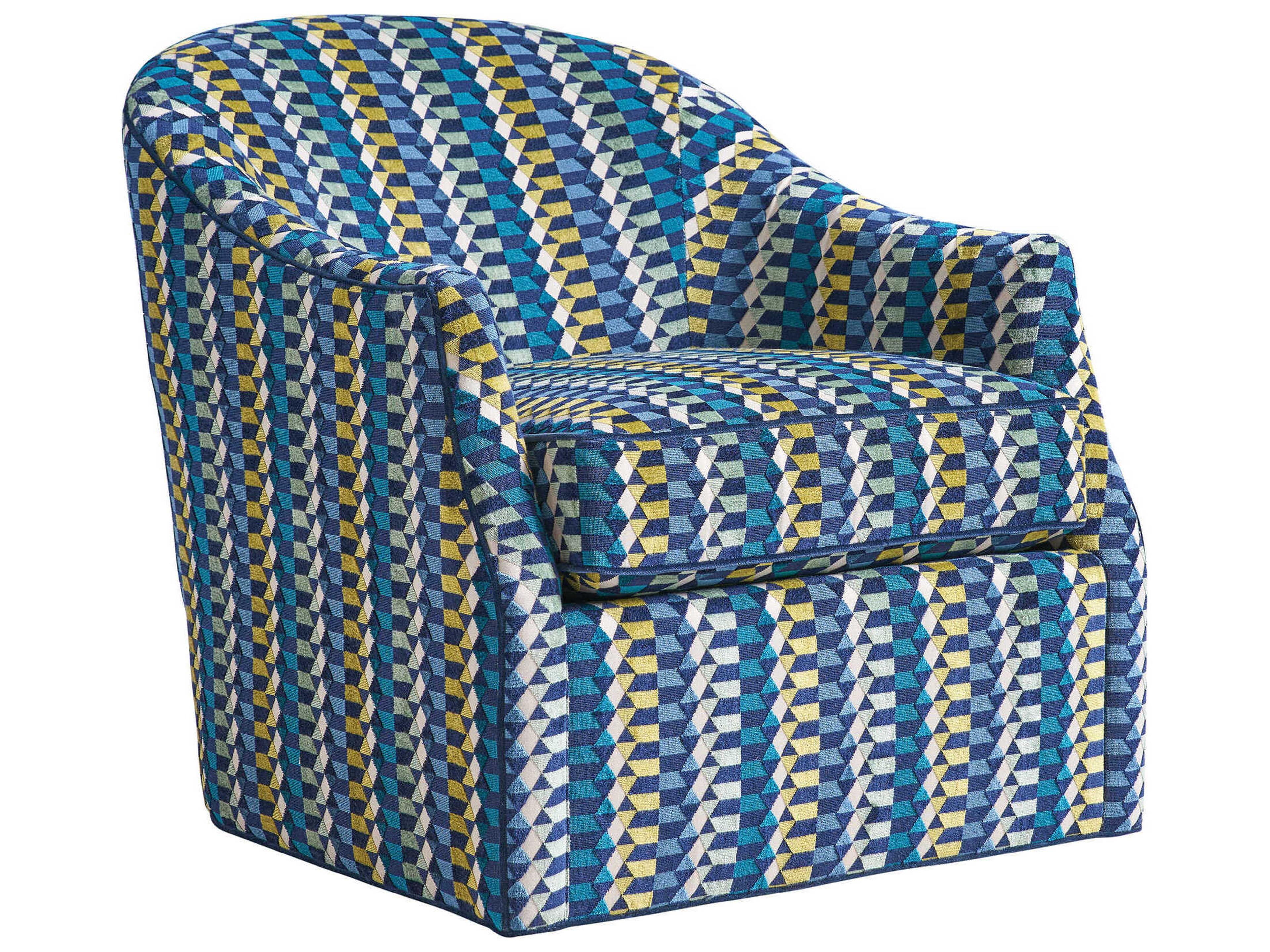 Ariana Swivel Blue Fabric Accent Chair