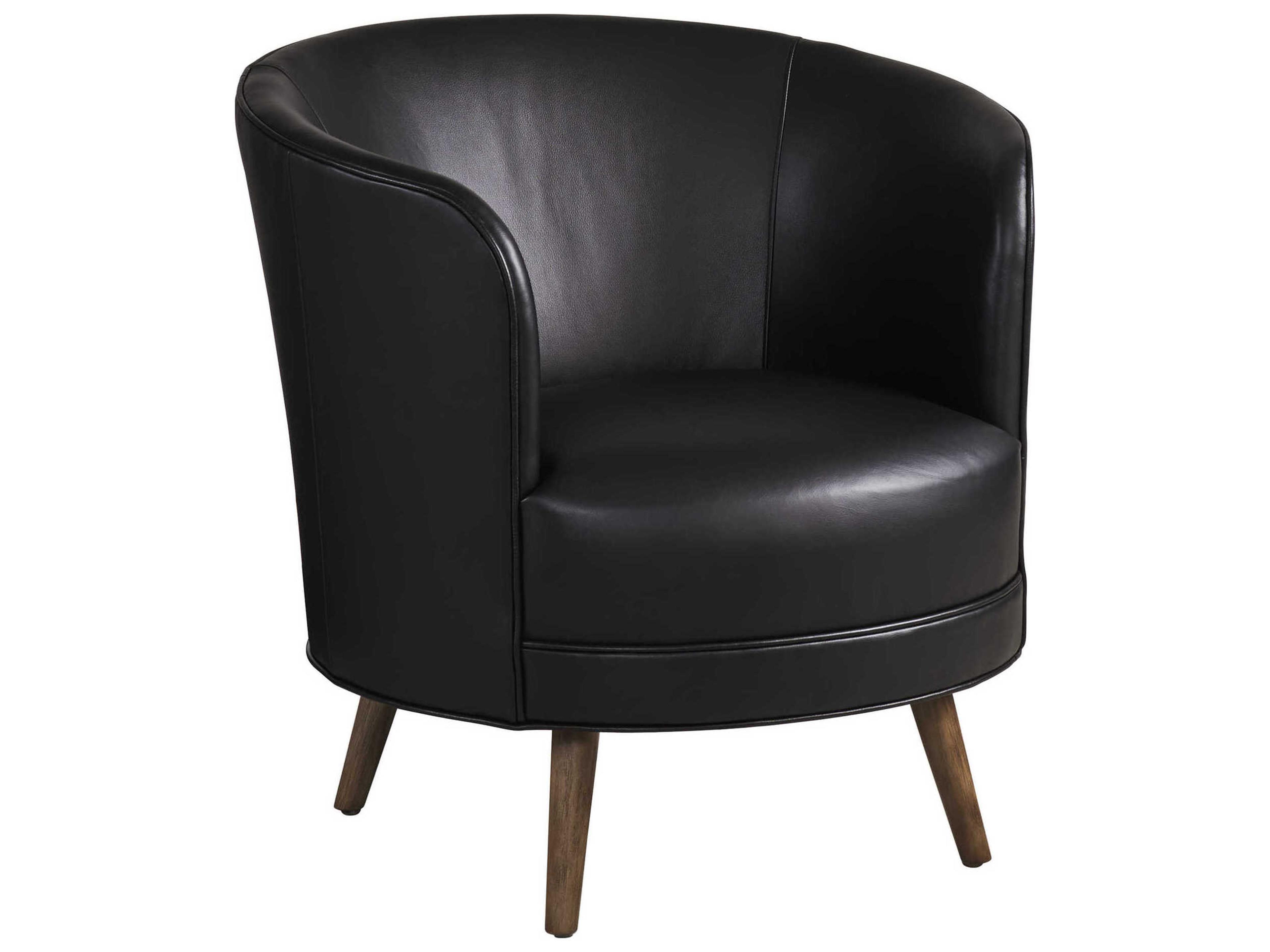 Zanzibar Swivel Black Leather Accent Chair