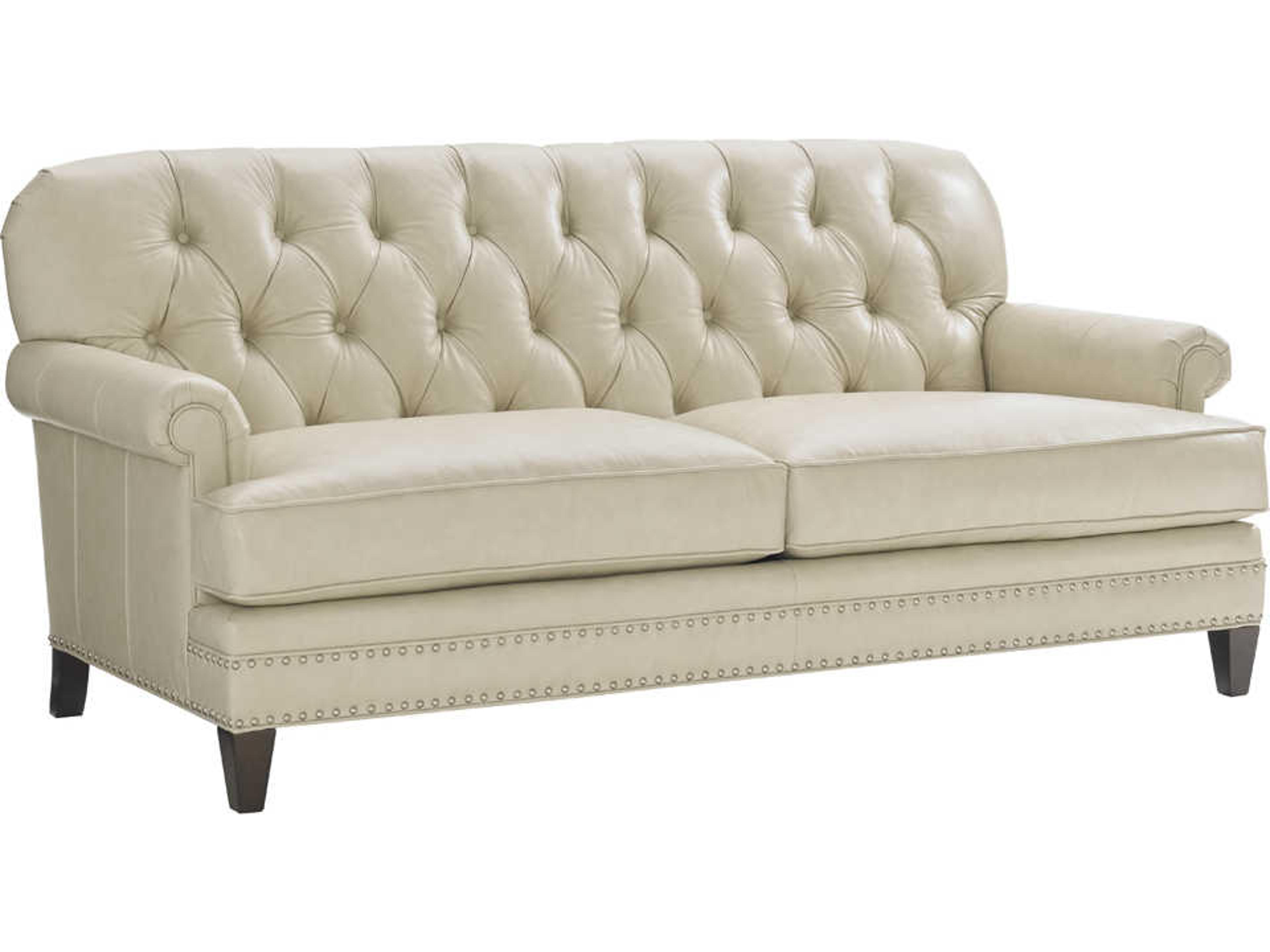 Oyster Bay Arlington Cream Leather Loveseat