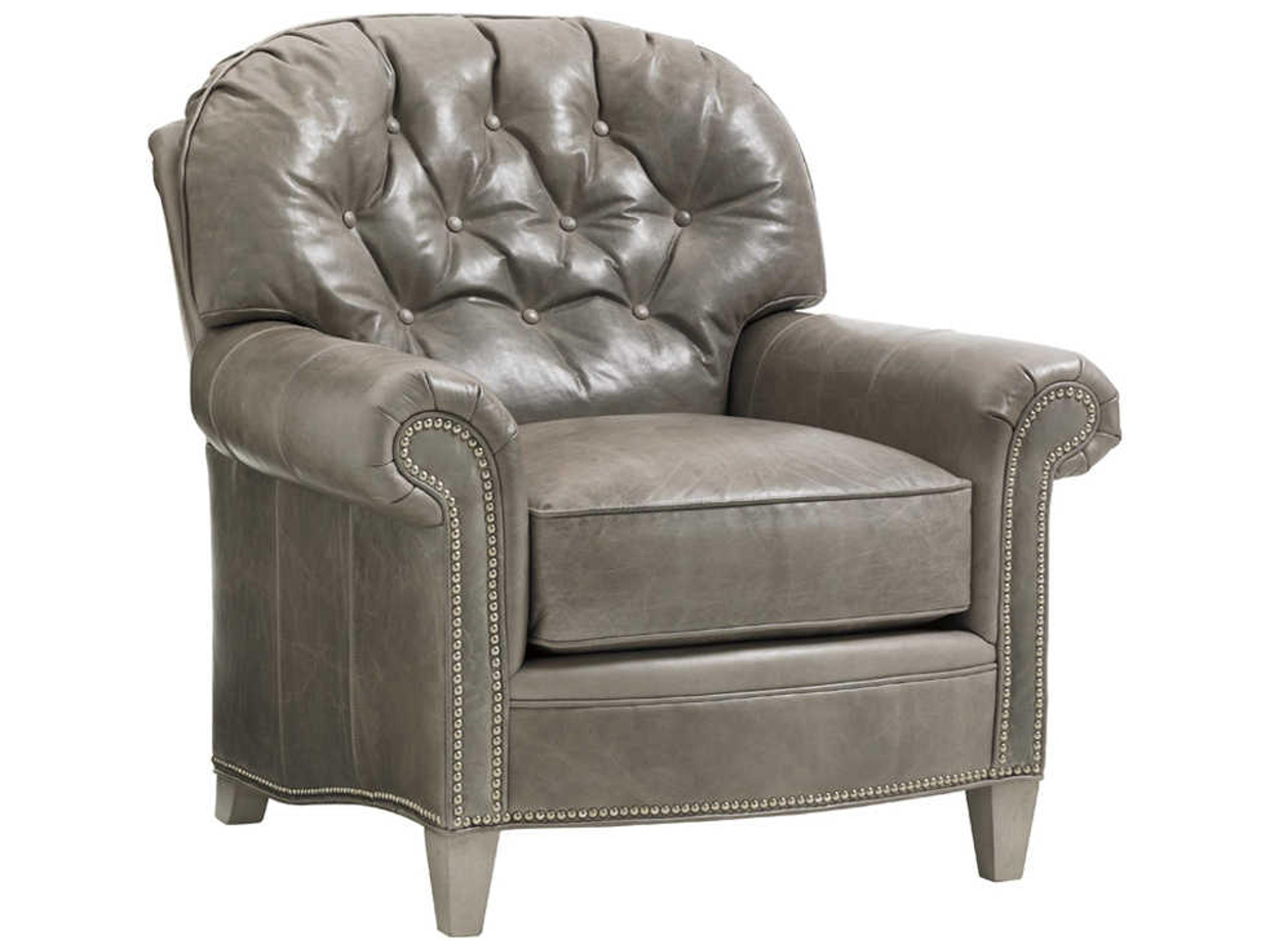 Oyster Bay Gray Leather Accent Chair