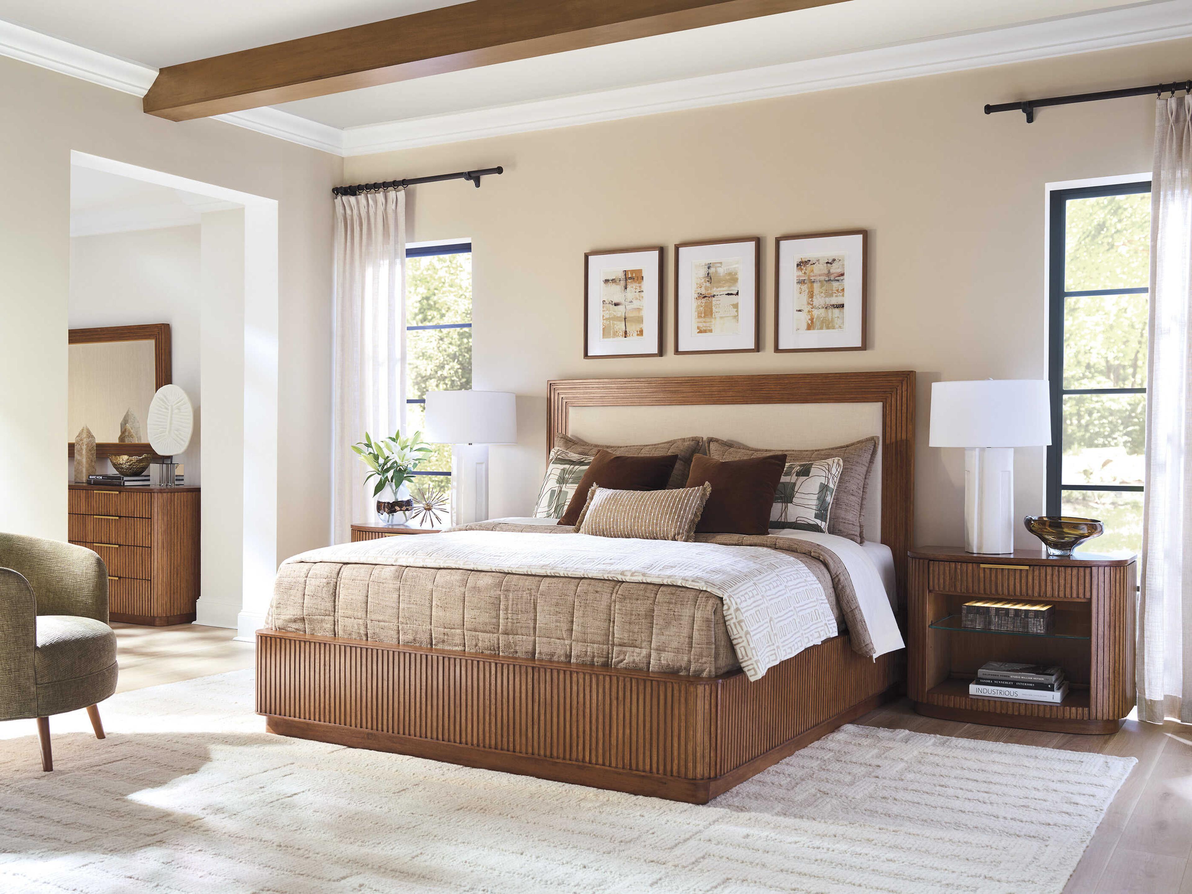 Lexington La Costa Pendry Brown Wood King Panel Bed 