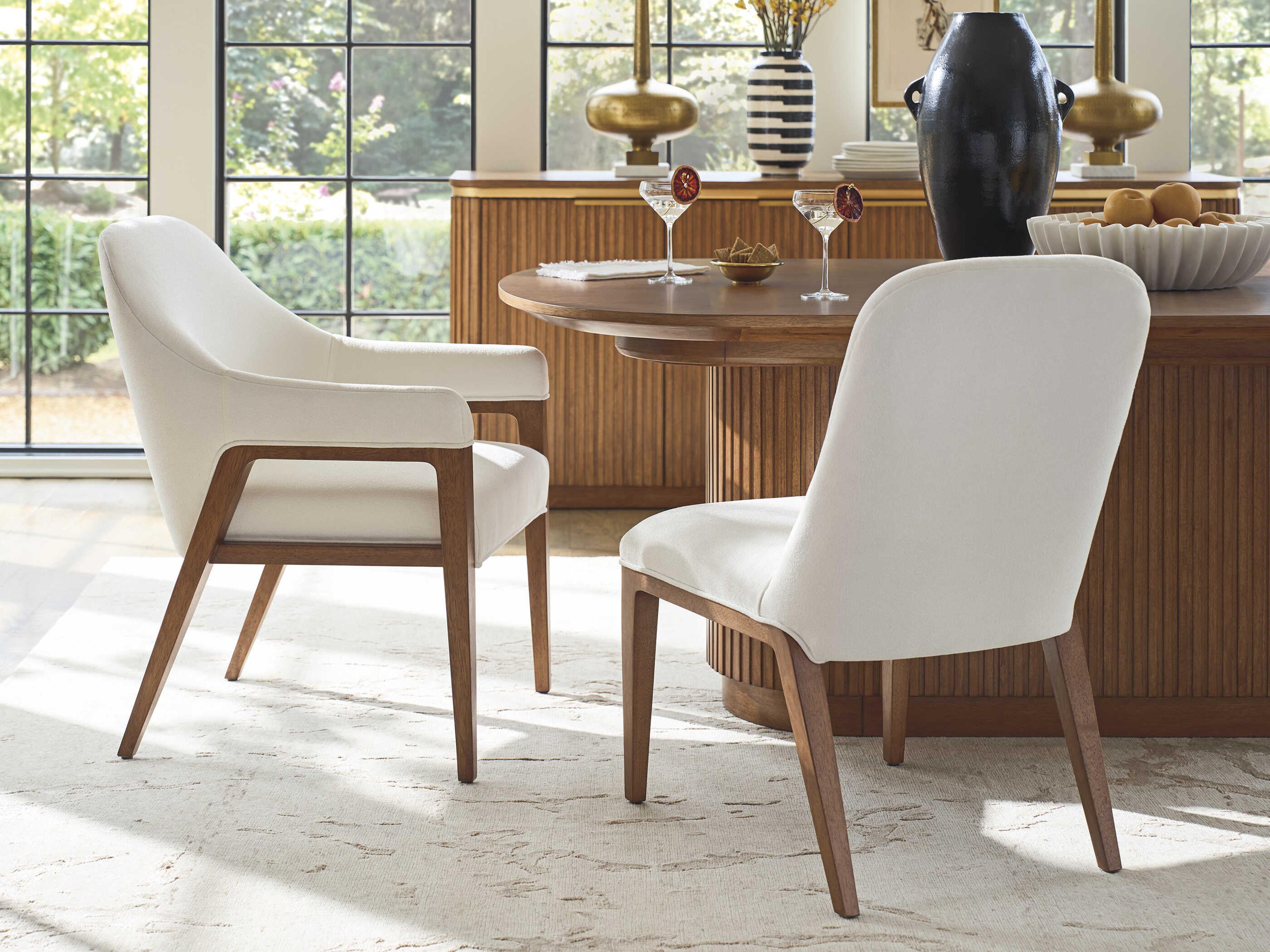 Lexington La Costa Seacove White Upholstered Arm Dining Chair