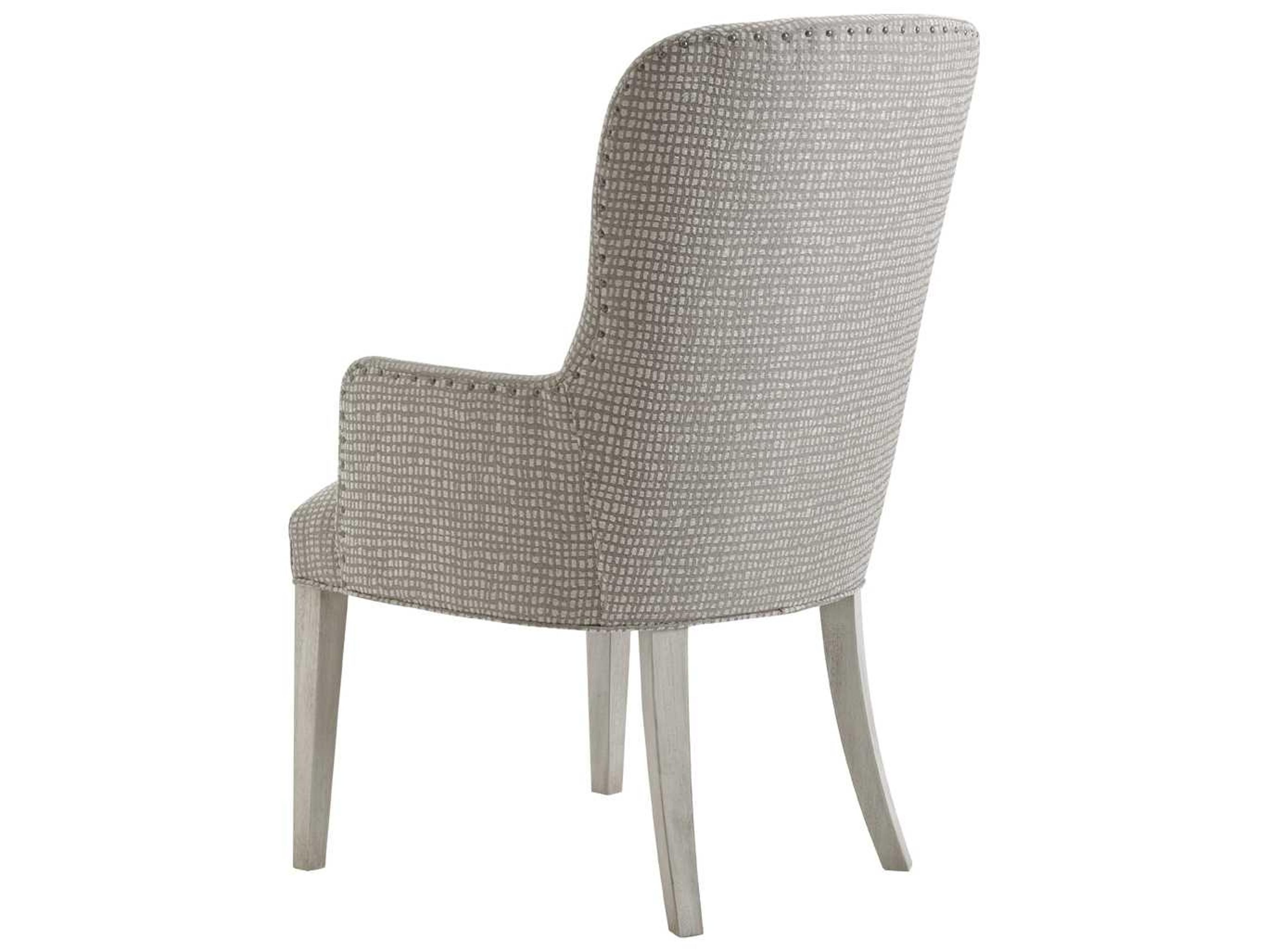 Lexington Oyster Bay Solid Wood Gray Upholstered Arm Dining Chair
