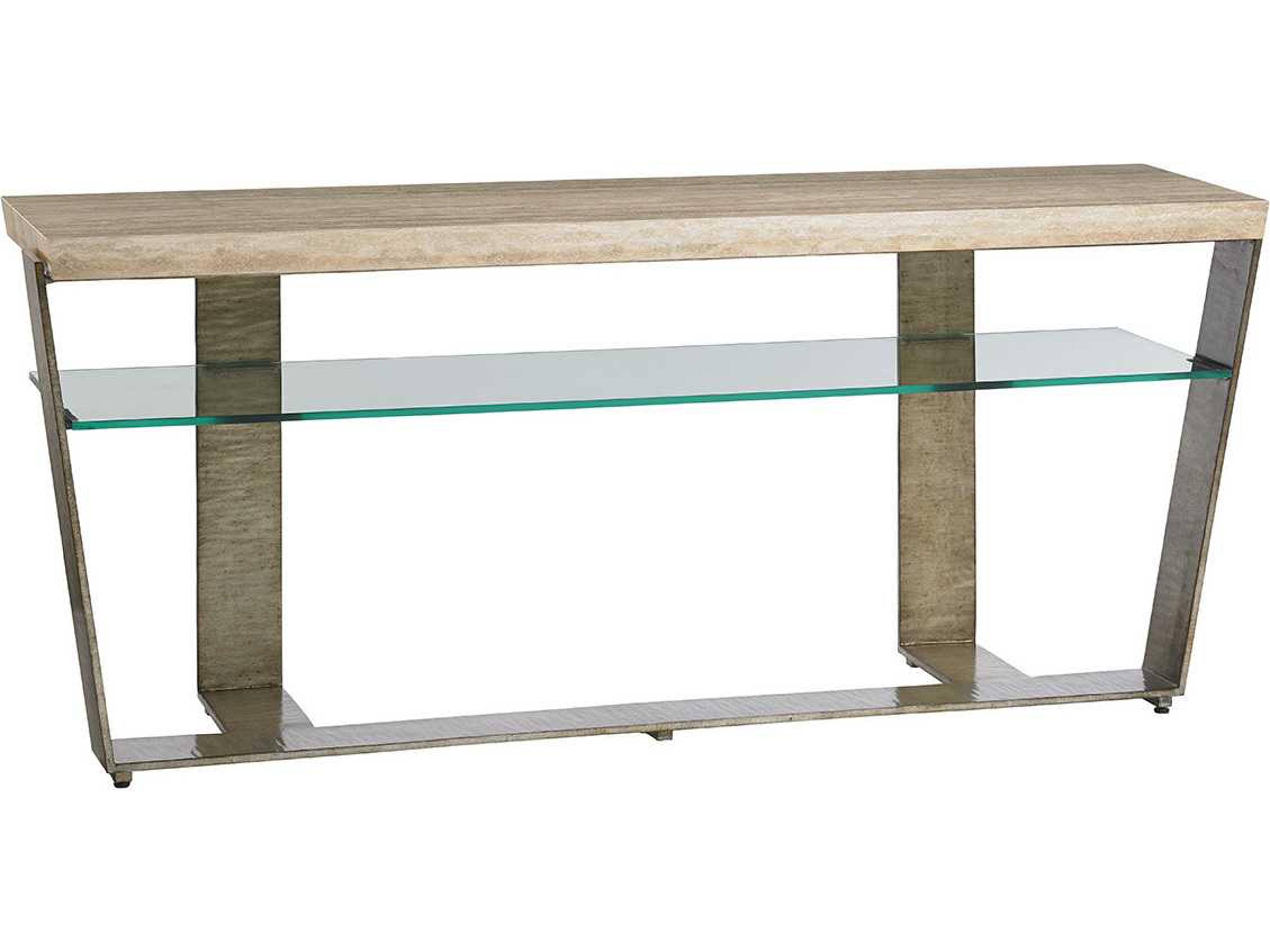 Laurel Canyon Griffith Park Console Table with Silver Travertine Top