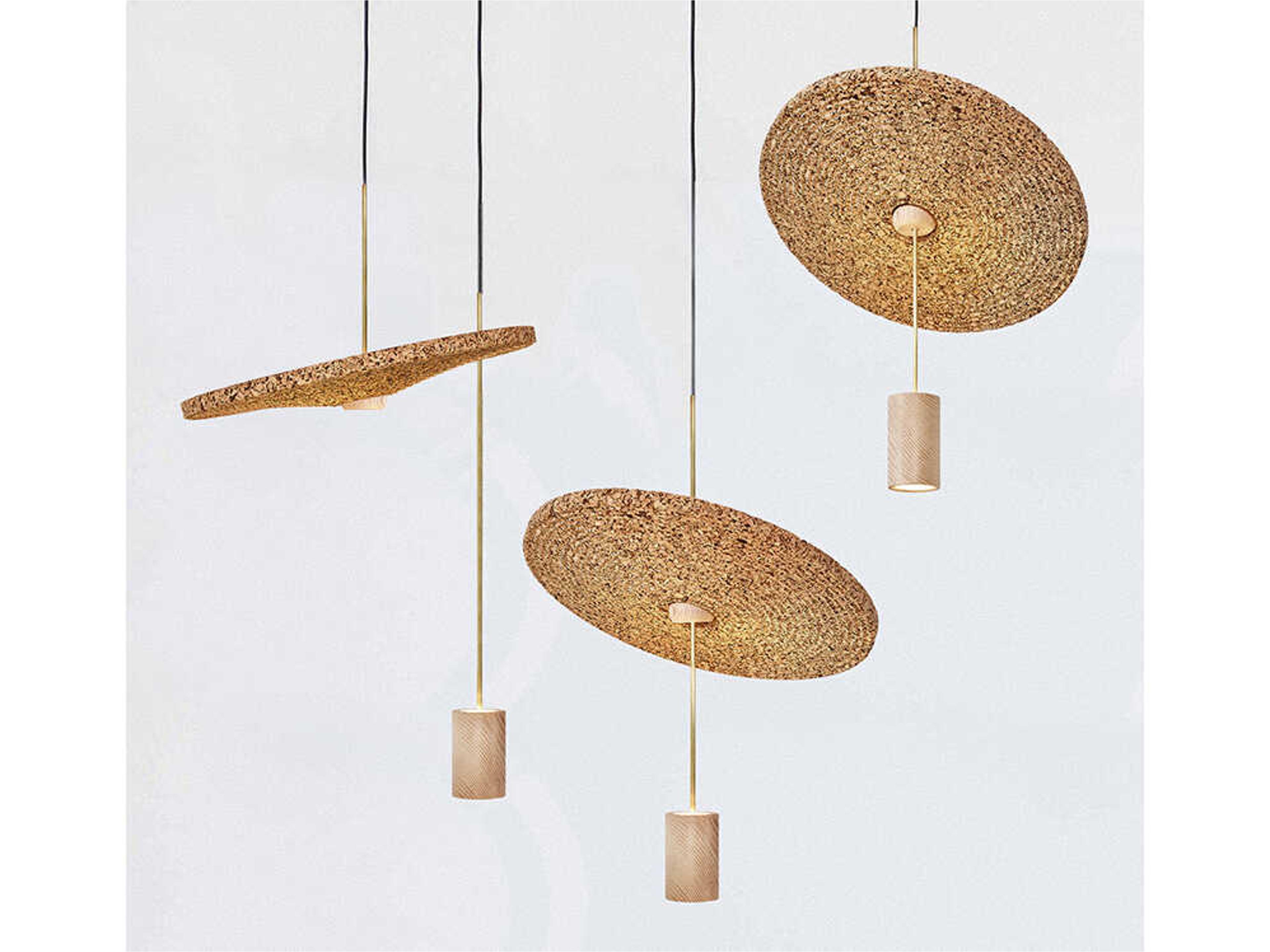 Luxcambra Calma 2-Light Satin Brass Brown Round Pendant