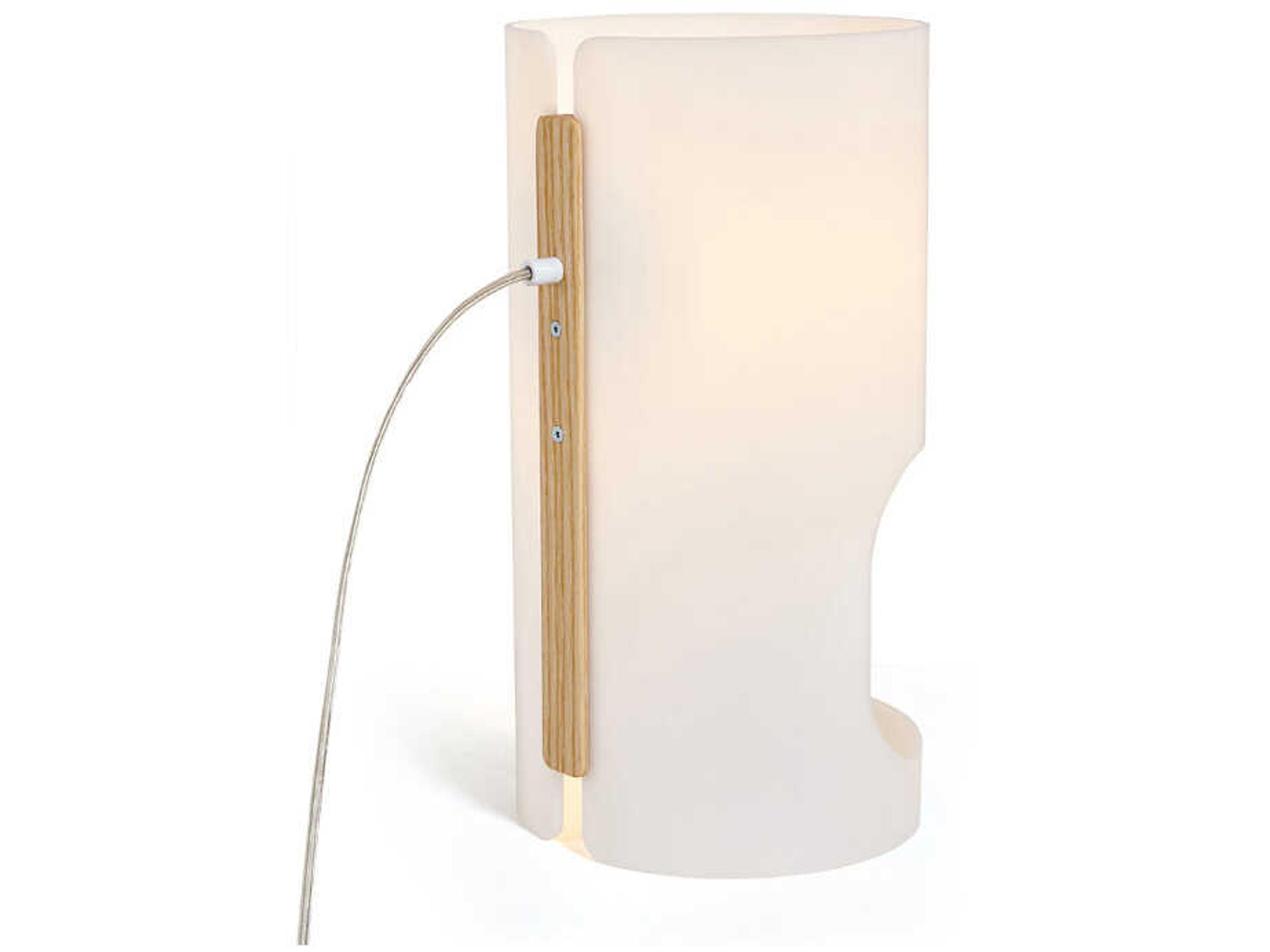 Luxcambra Cilindre Ash Wood White Opal Methacrylate Table Lamp