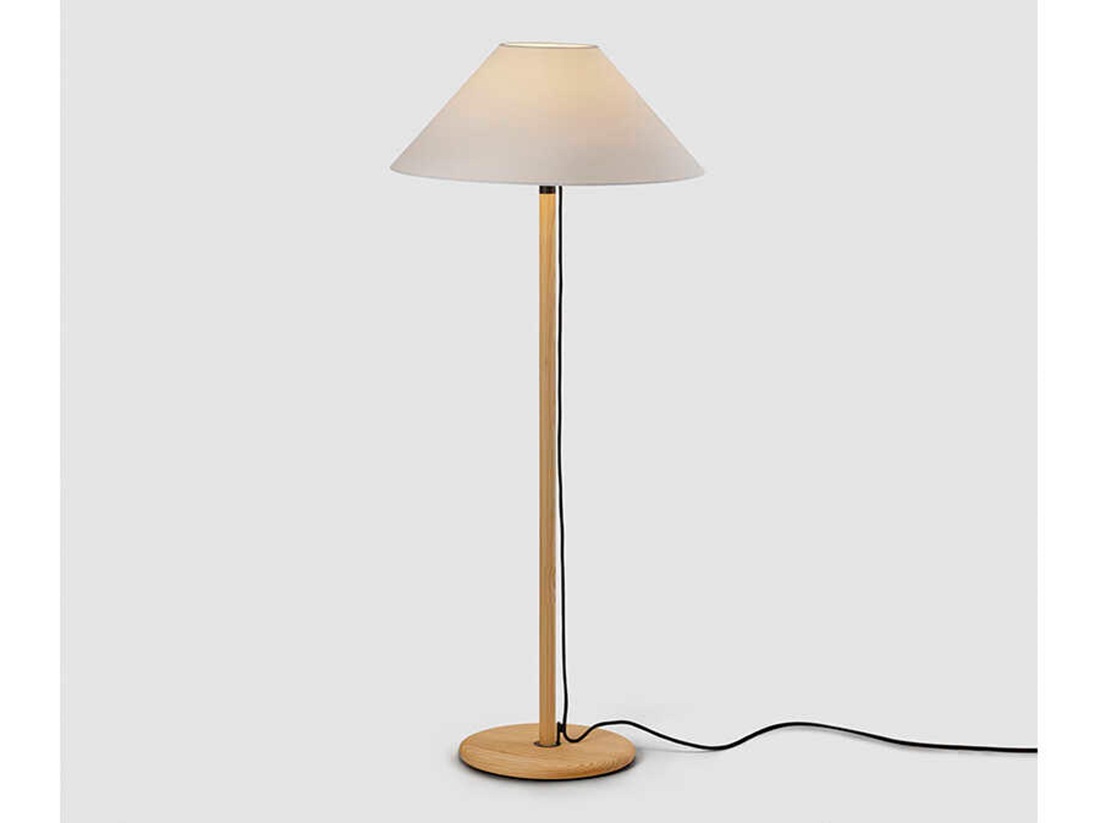 Clasica Pinewood Melis Scroll White Parchment Brown Floor Lamp