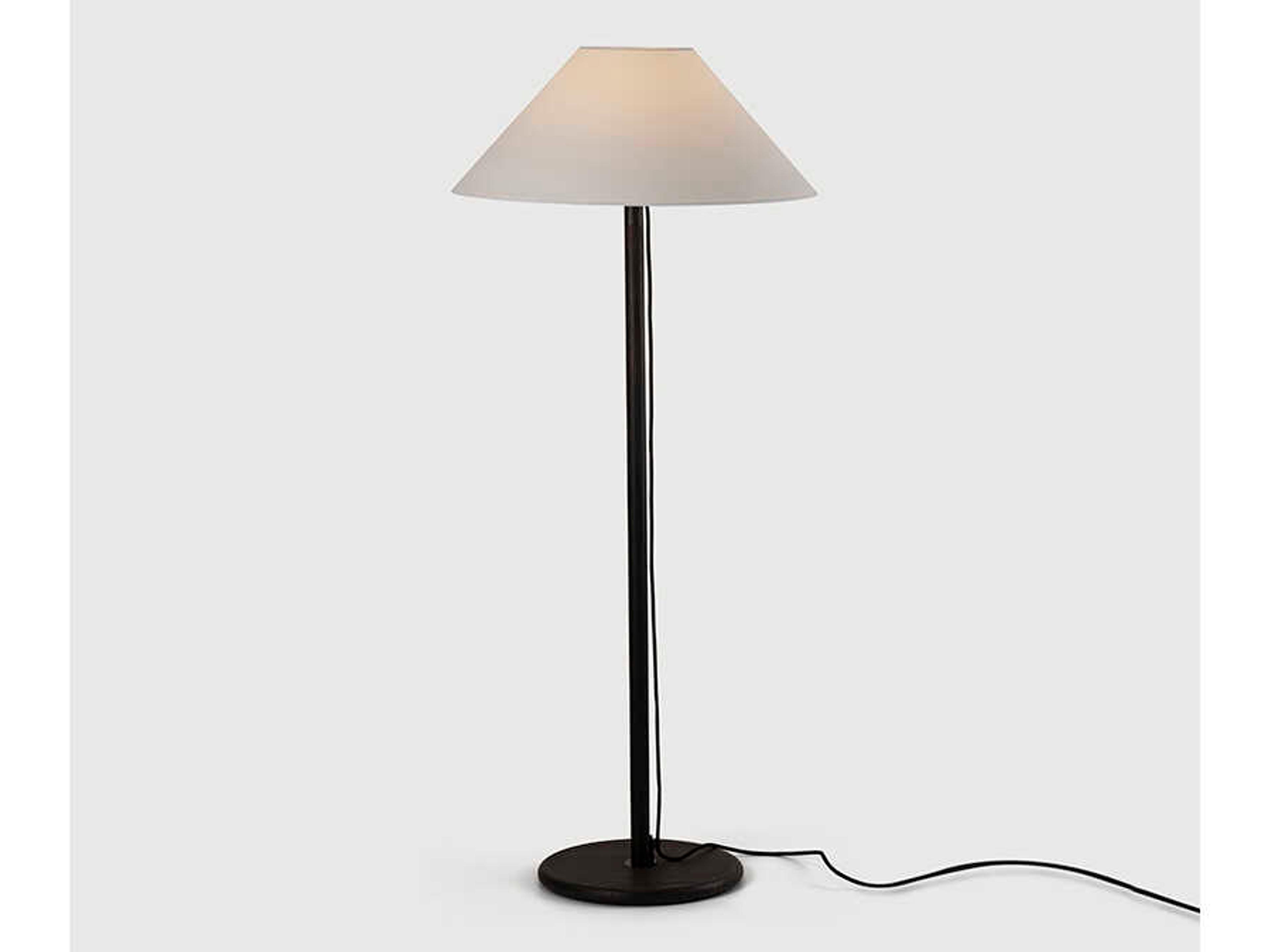 Clasica Pinewood Melis Painted Black Scroll White Parchment Floor Lamp