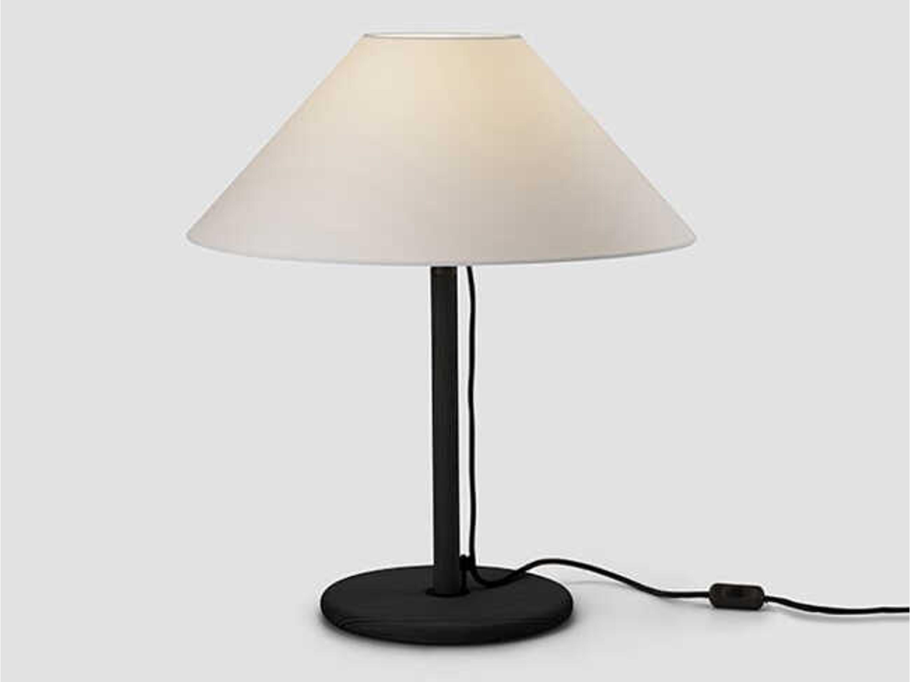 Clasica Pinewood Melis Painted Black Scroll White Parchment Table Lamp