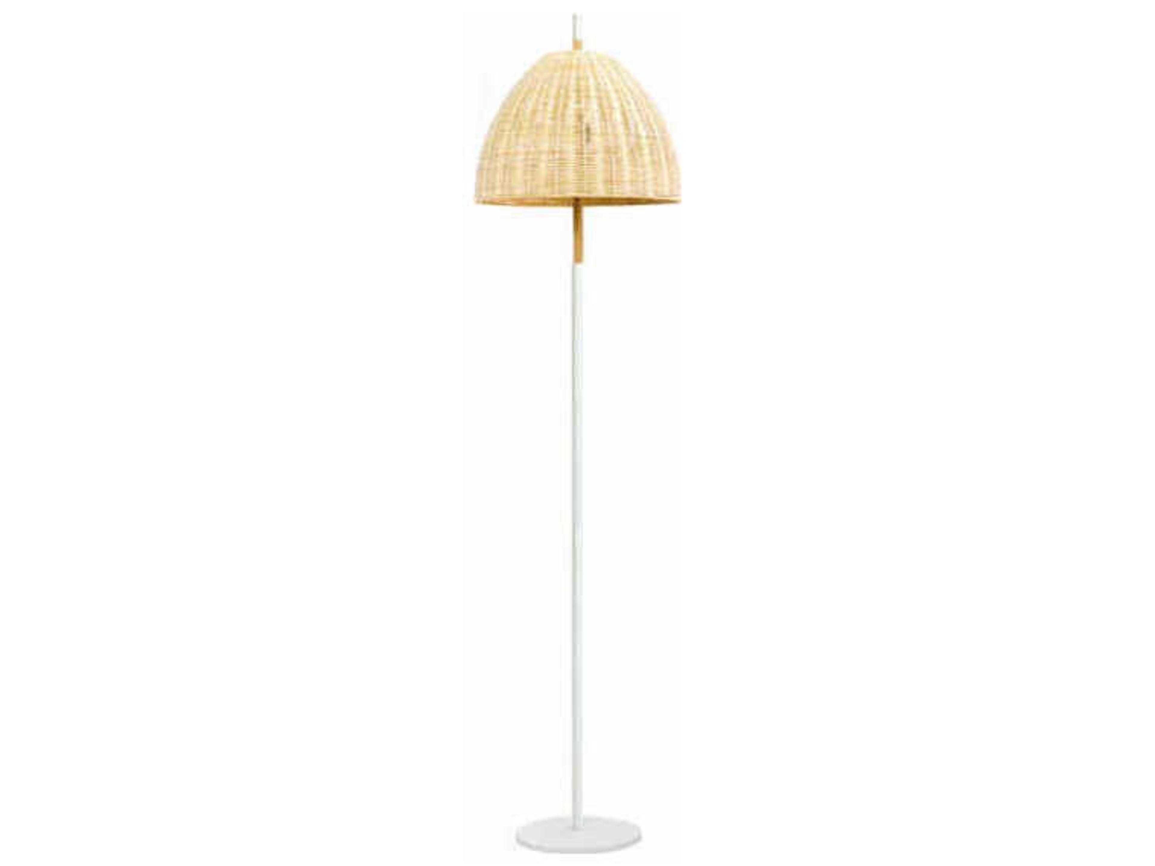 Ama Natural Wicker White Floor Lamp