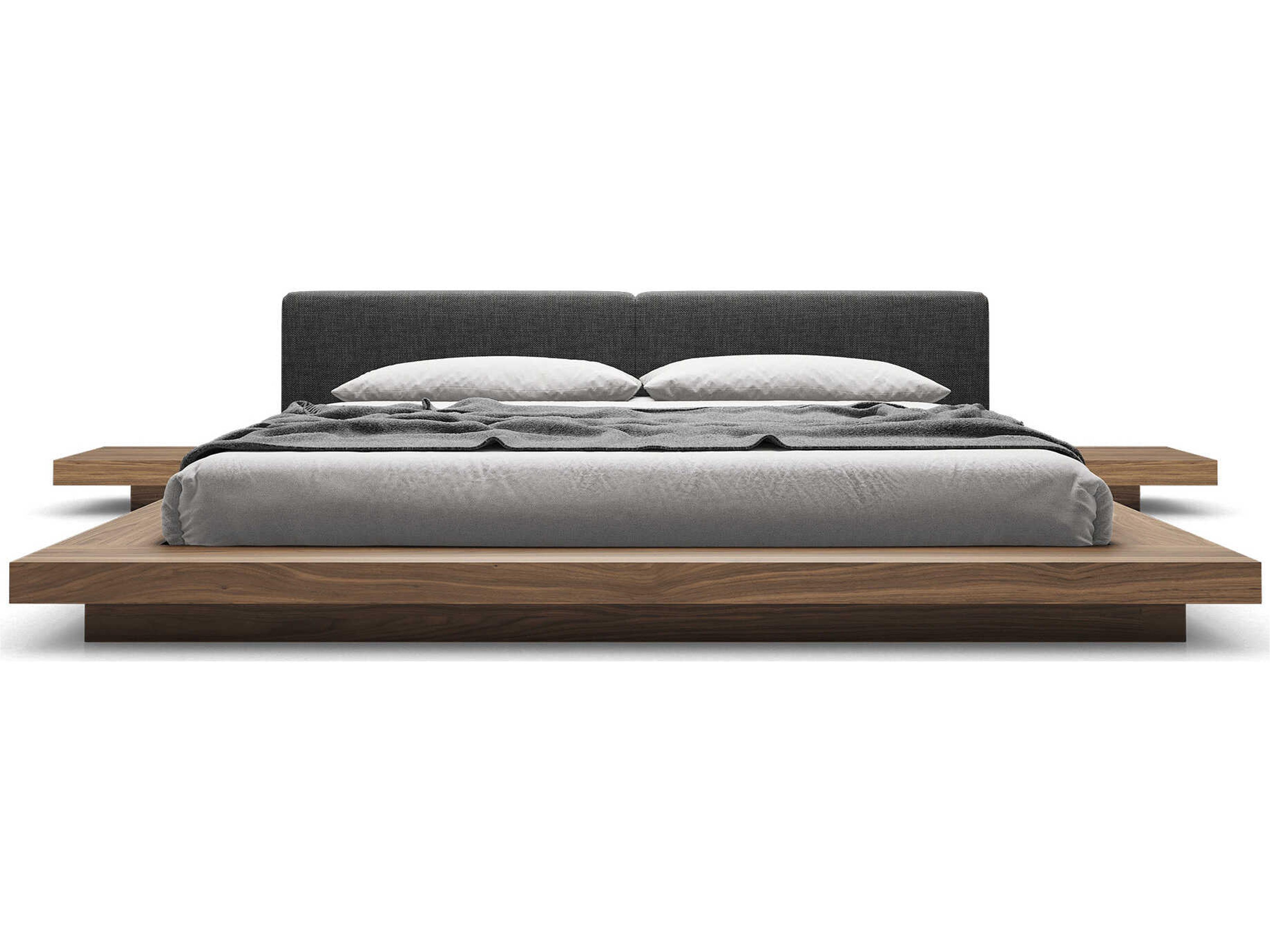 Luxcor Modluxe Akanji Bed Soft Carbon Fabric and Walnut / King