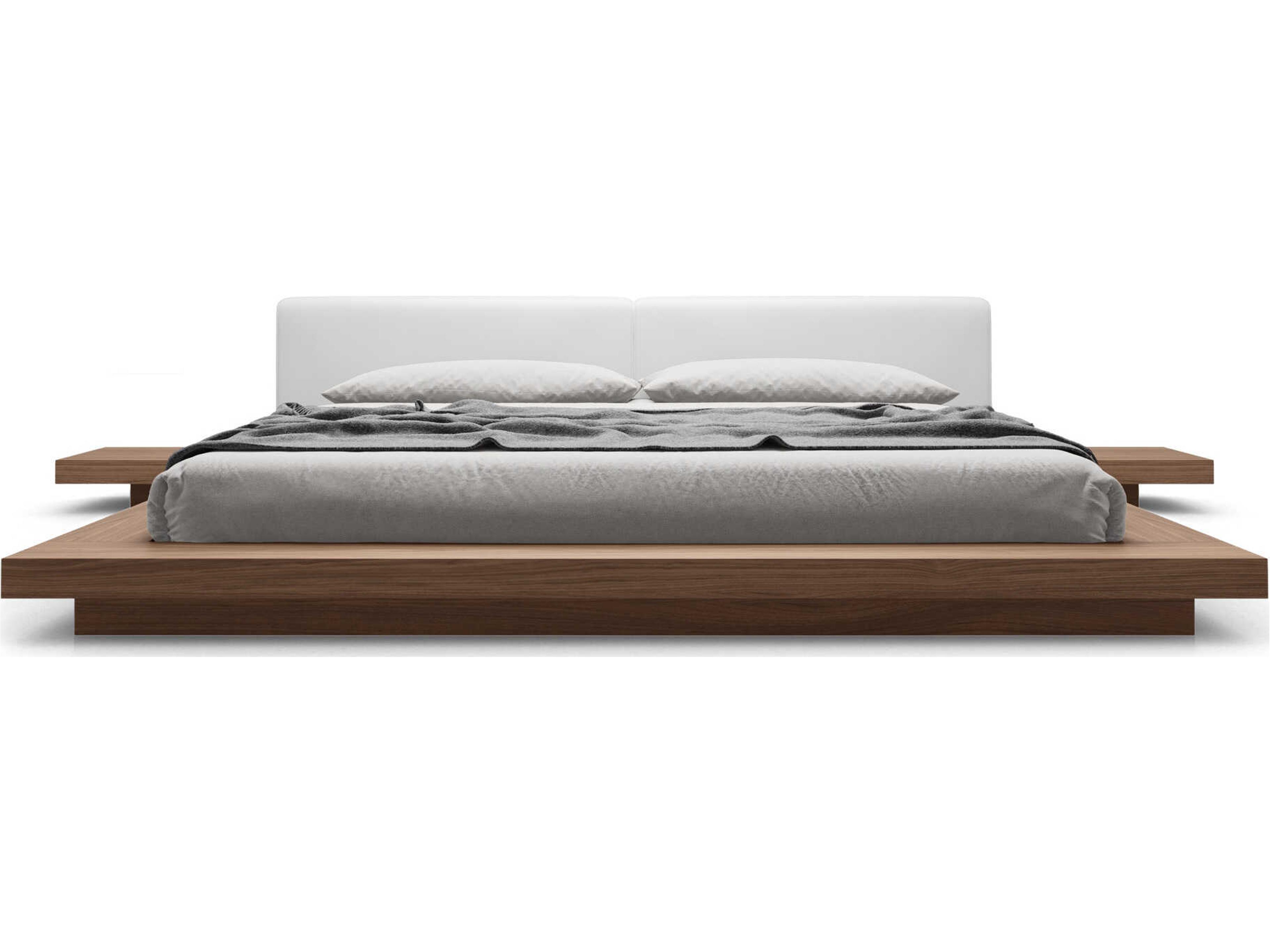 Luxcor Modluxe Akanji Bed White Eco Leather and Walnut / King