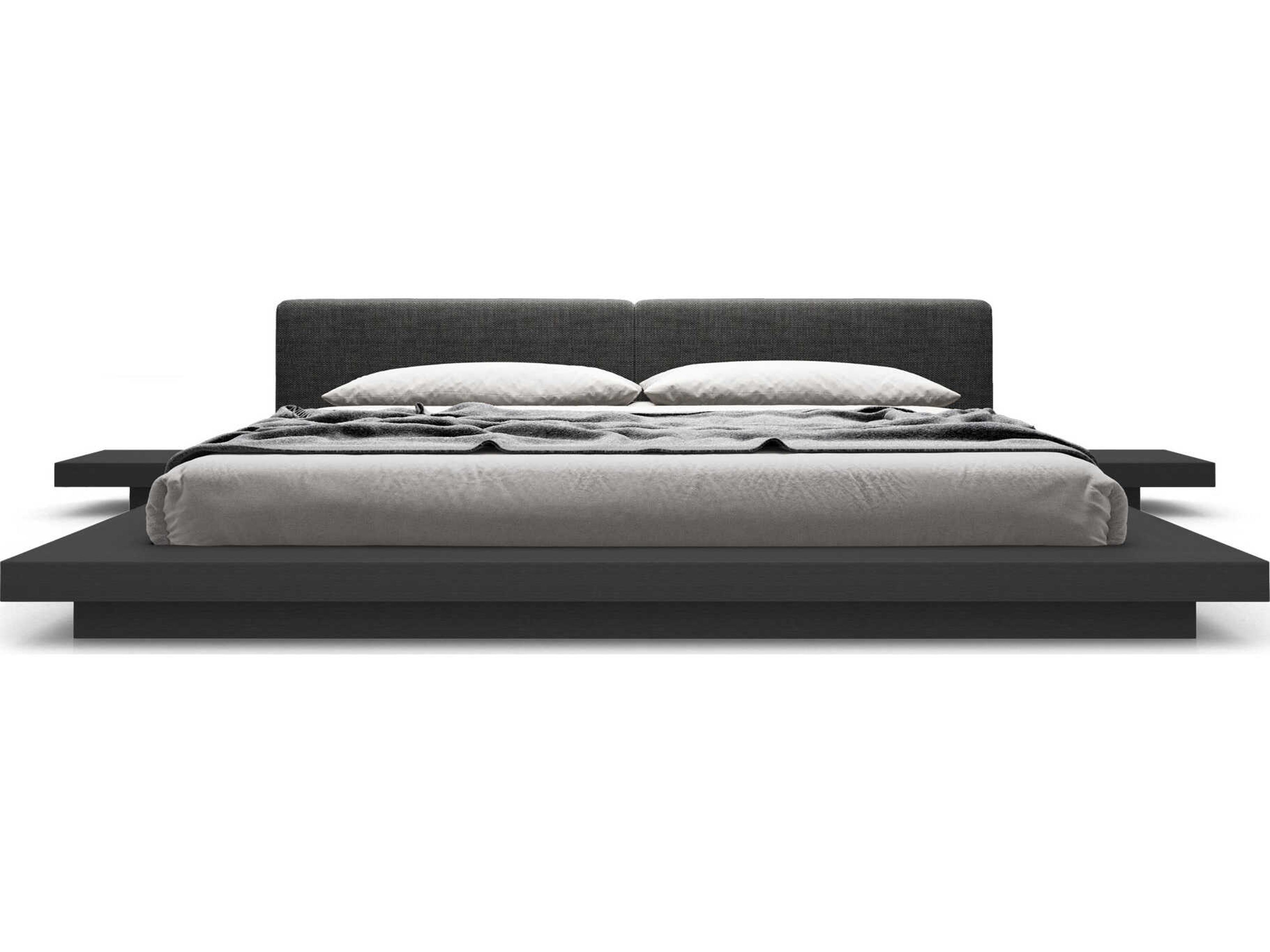 Luxcor Modluxe Akanji King Bed in Soft Carbon Fabric and Wenge