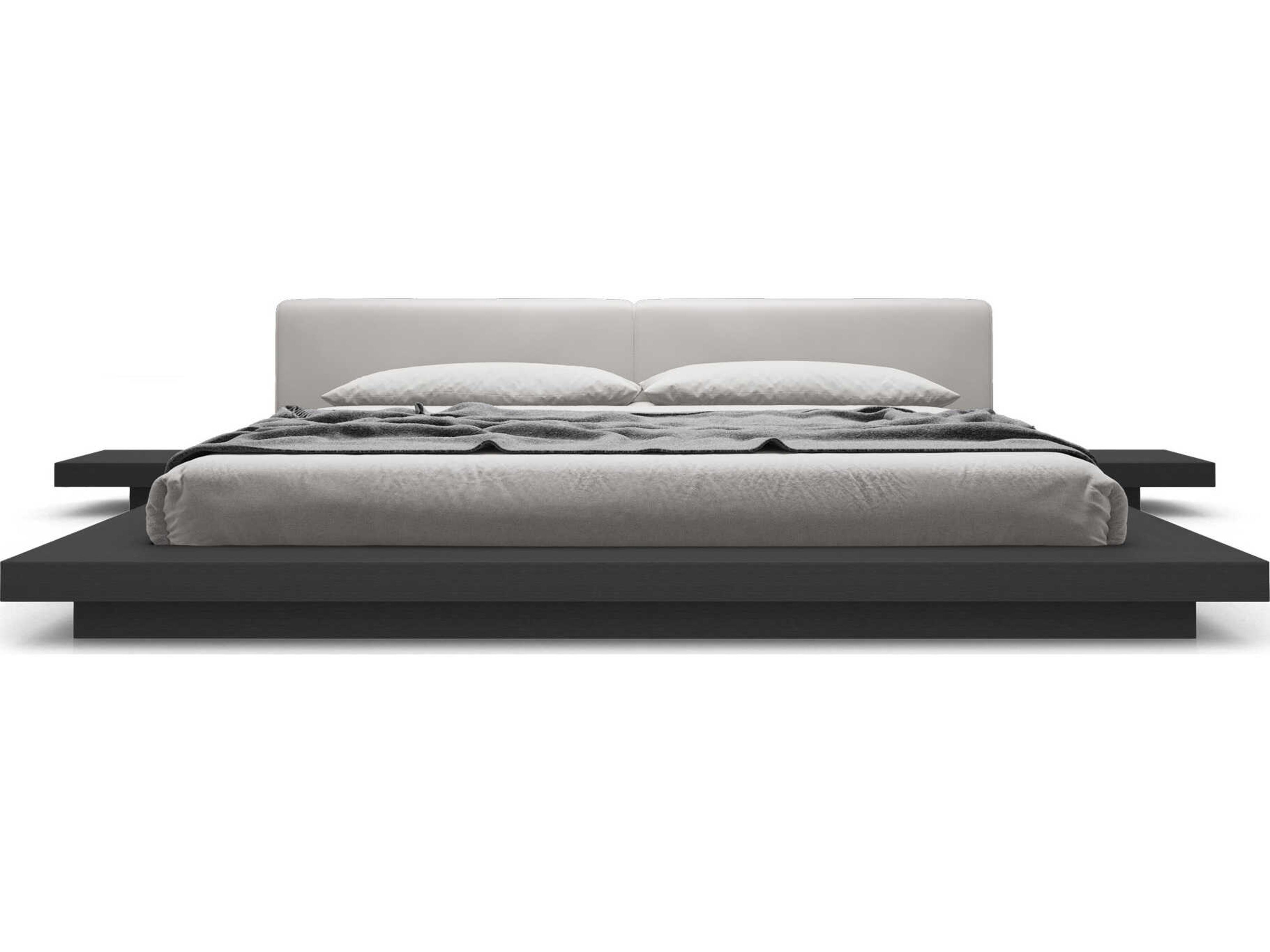 Luxcor Modluxe Akanji King Bed in Pearl Gray Eco Leather and Wenge