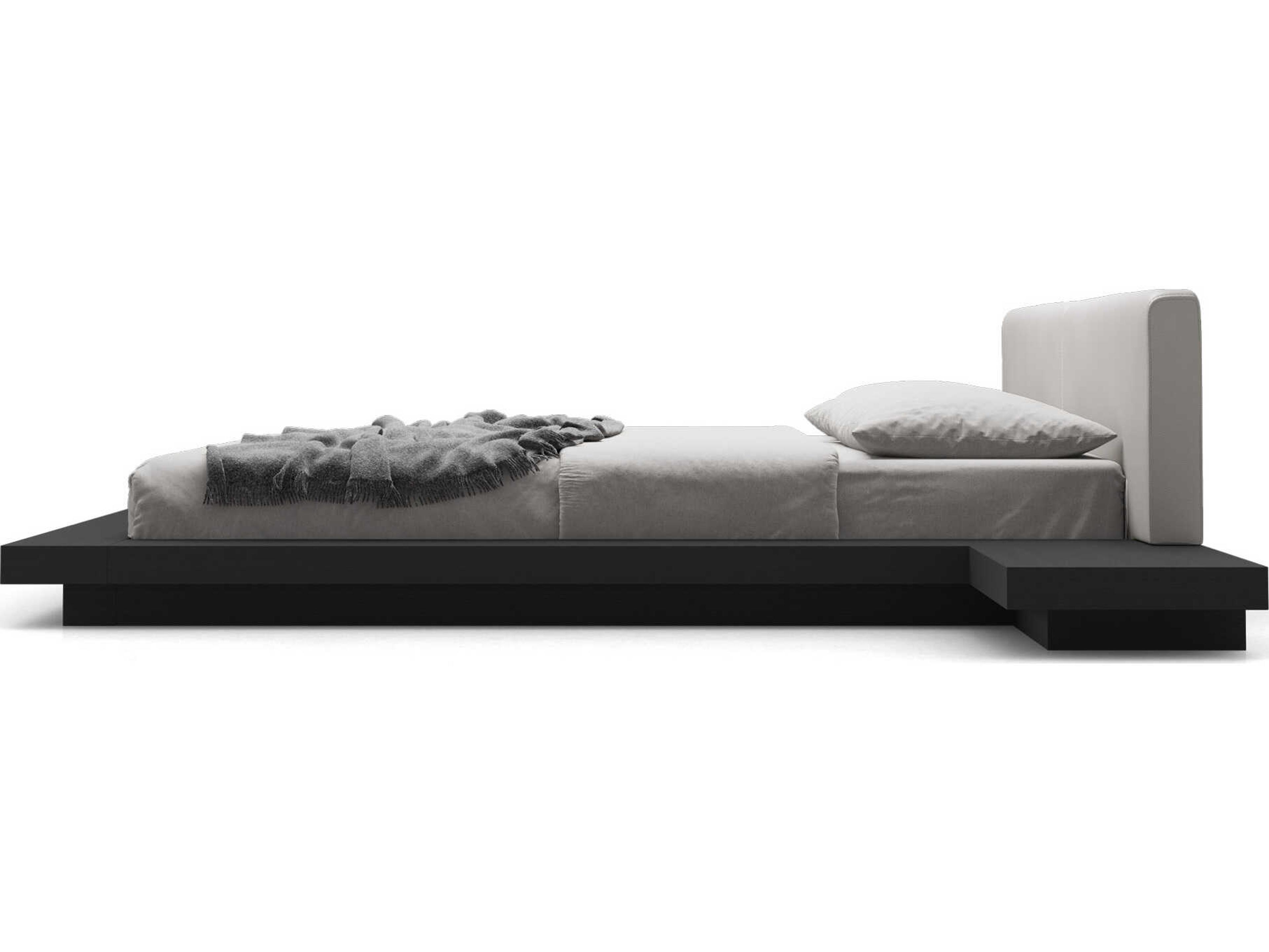 Luxcor Modluxe Akanji King Bed in Pearl Gray Eco Leather and Wenge
