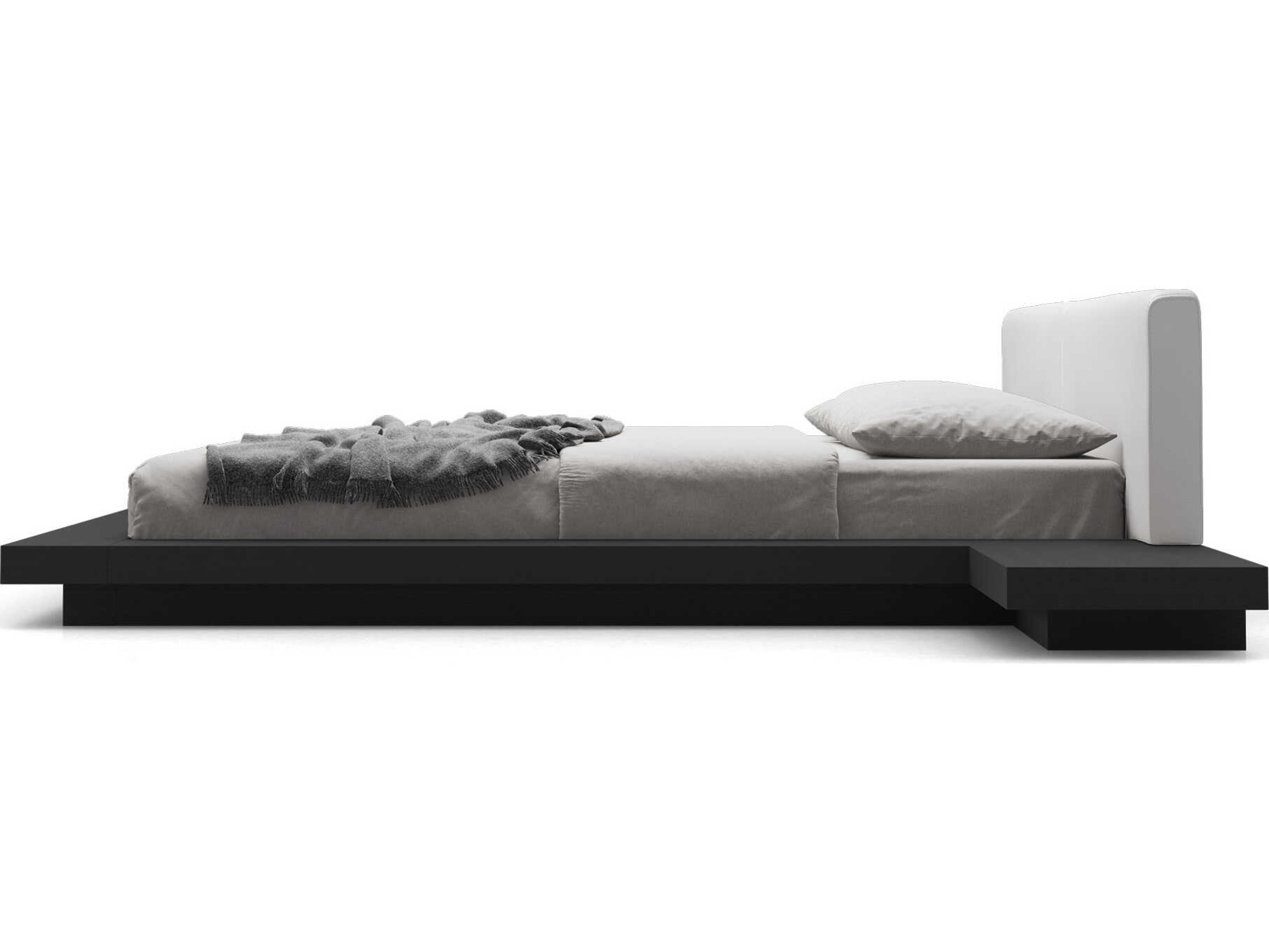 Luxcor Modluxe Akanji King Bed in White Eco Leather and Wenge
