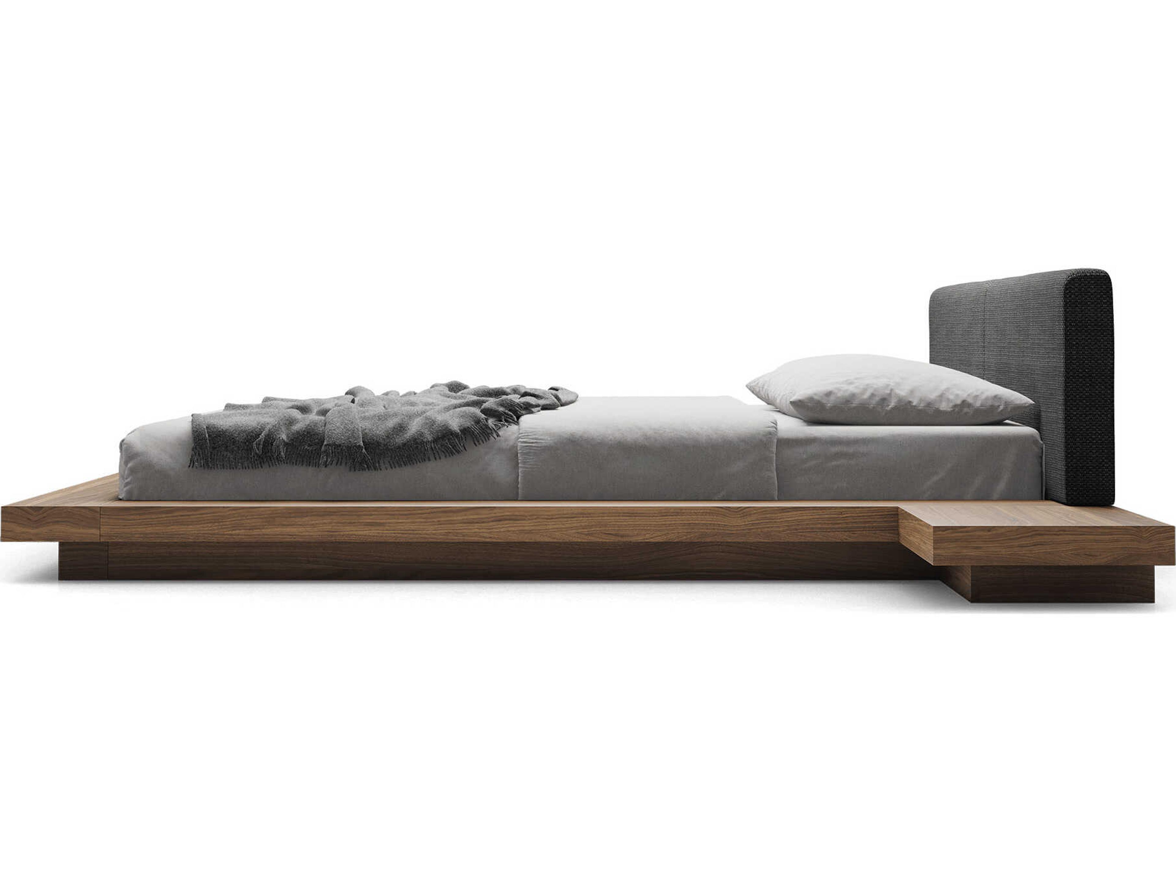 Luxcor Modluxe Akanji Bed Soft Carbon Fabric and Walnut / Queen