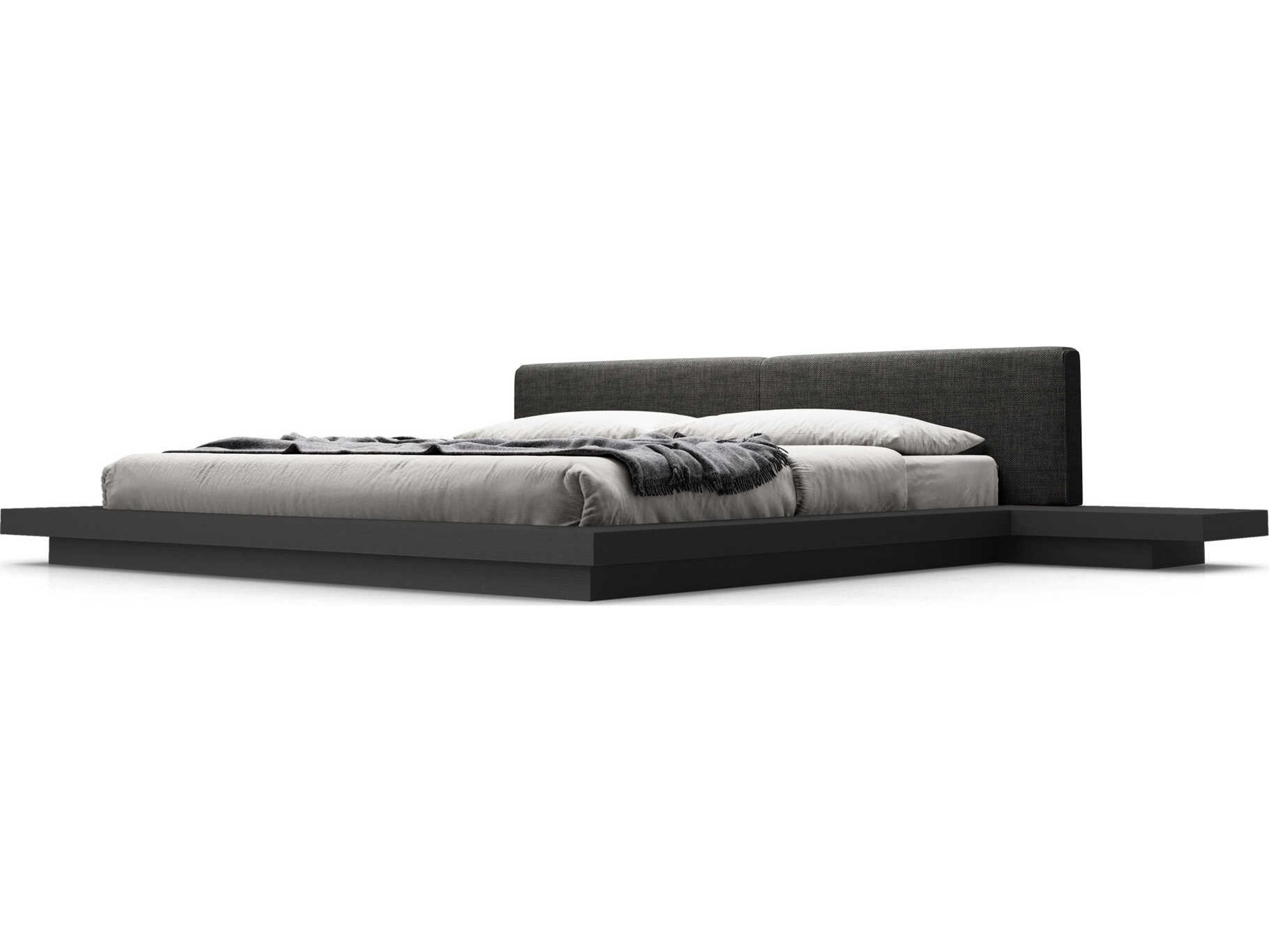 Luxcor Modluxe Akanji Queen Bed in Soft Carbon Fabric and Wenge